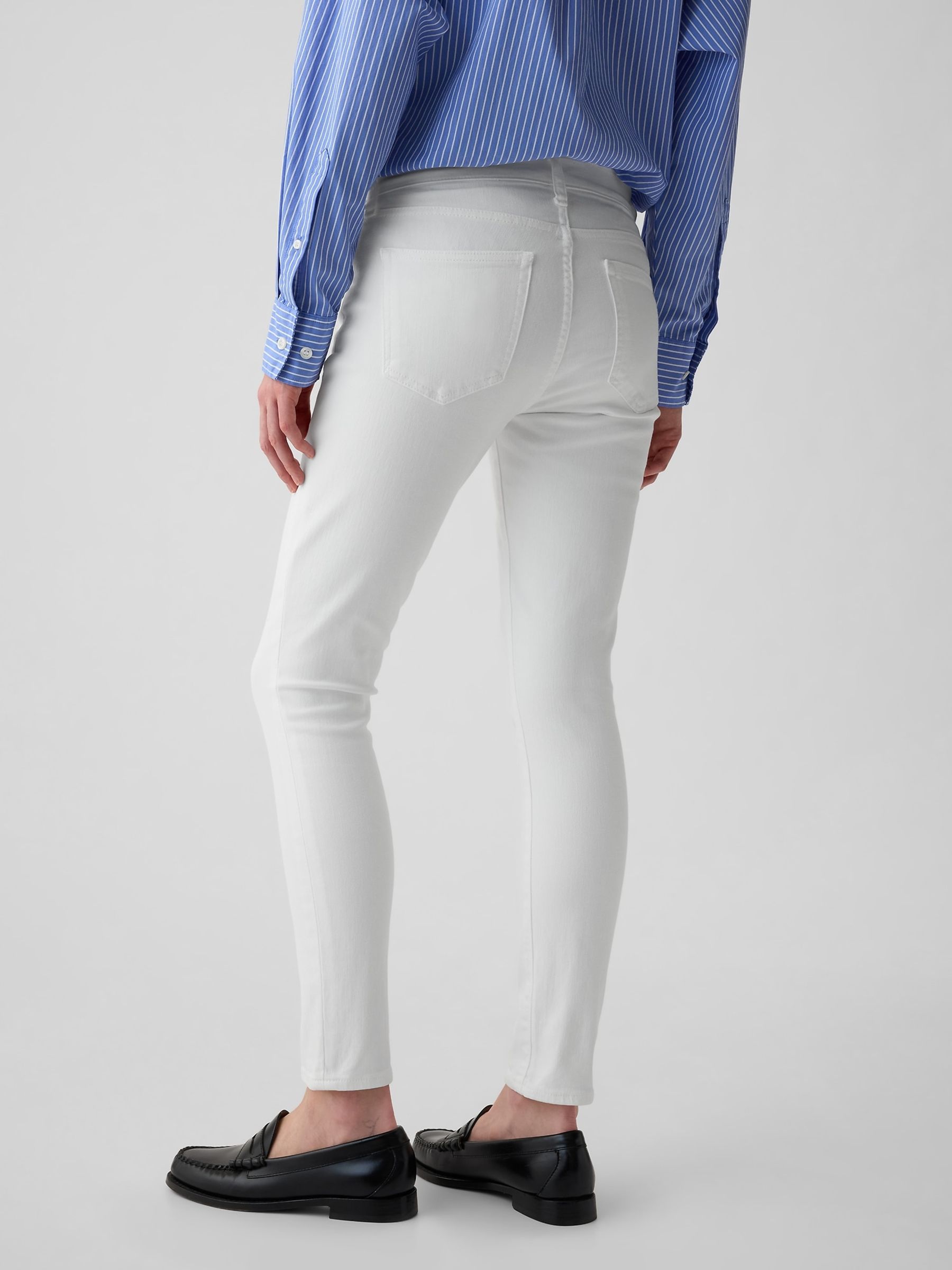 White Stretch Mid Rise True Skinny Jeans - Image 8 of 11