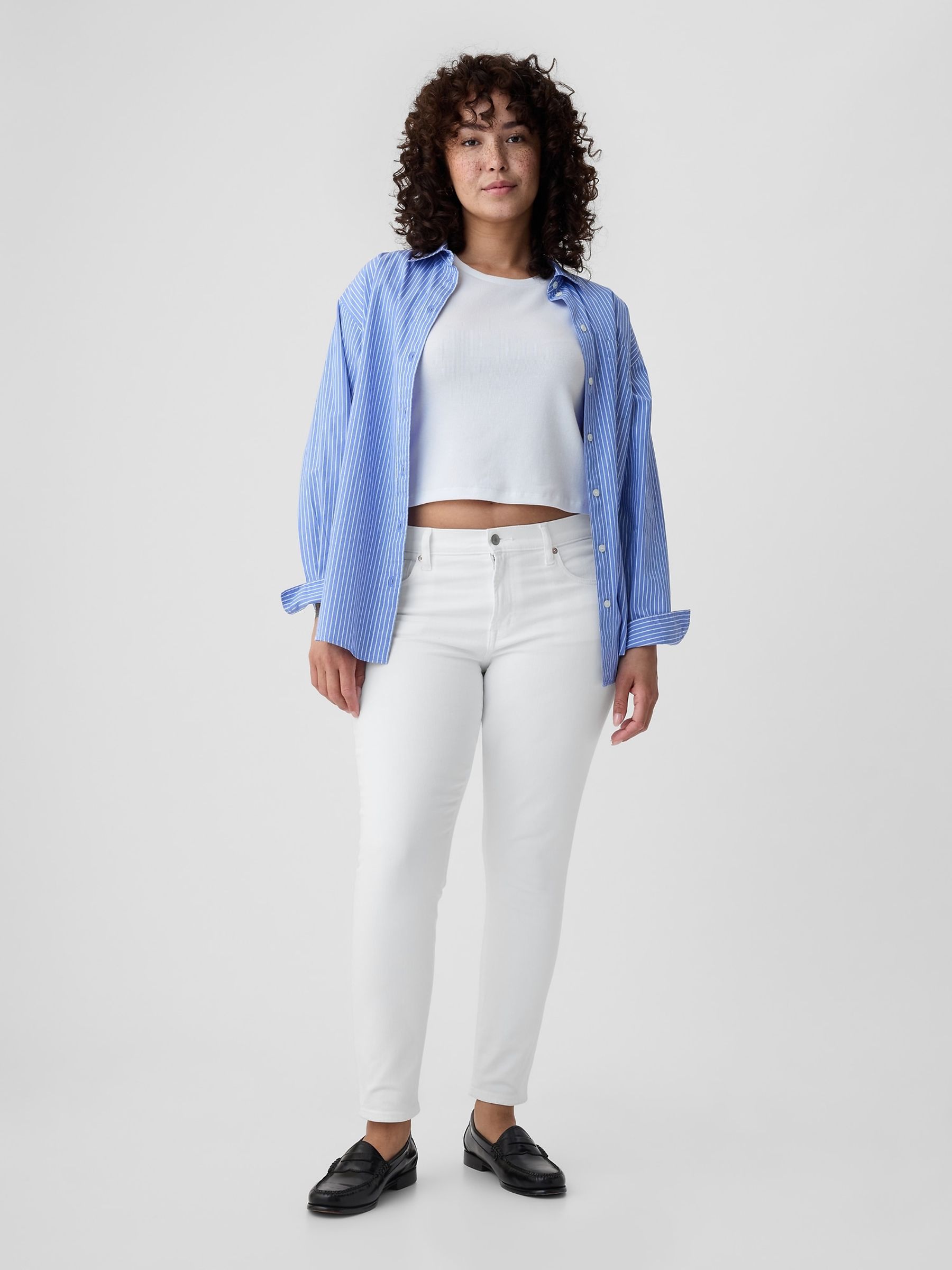 White Stretch Mid Rise True Skinny Jeans - Image 9 of 11