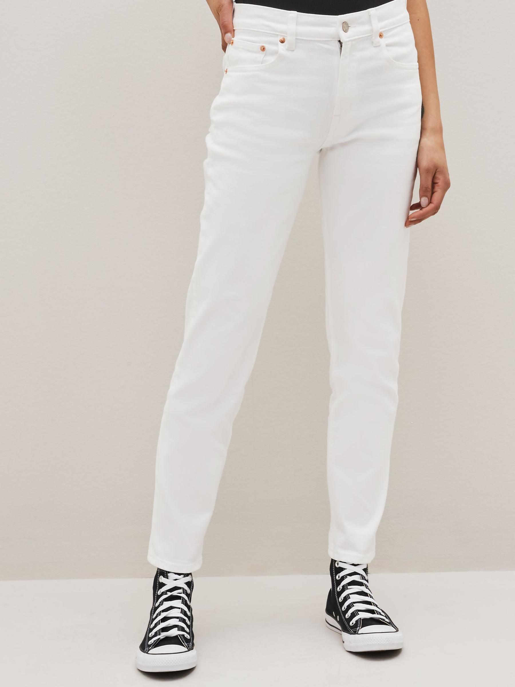 White Mid Rise Girlfriend Jeans - Image 1 of 4