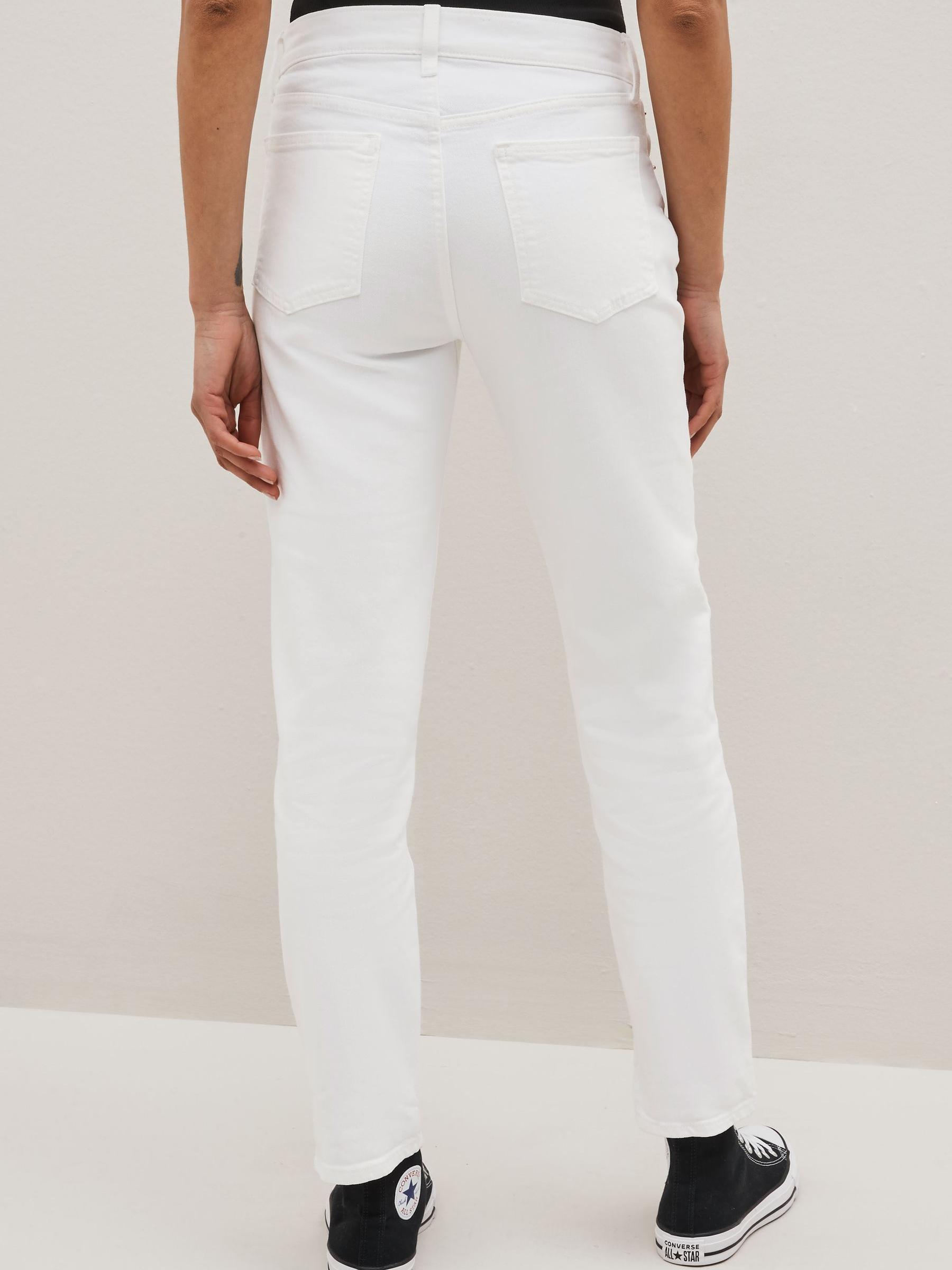 White Mid Rise Girlfriend Jeans - Image 2 of 4