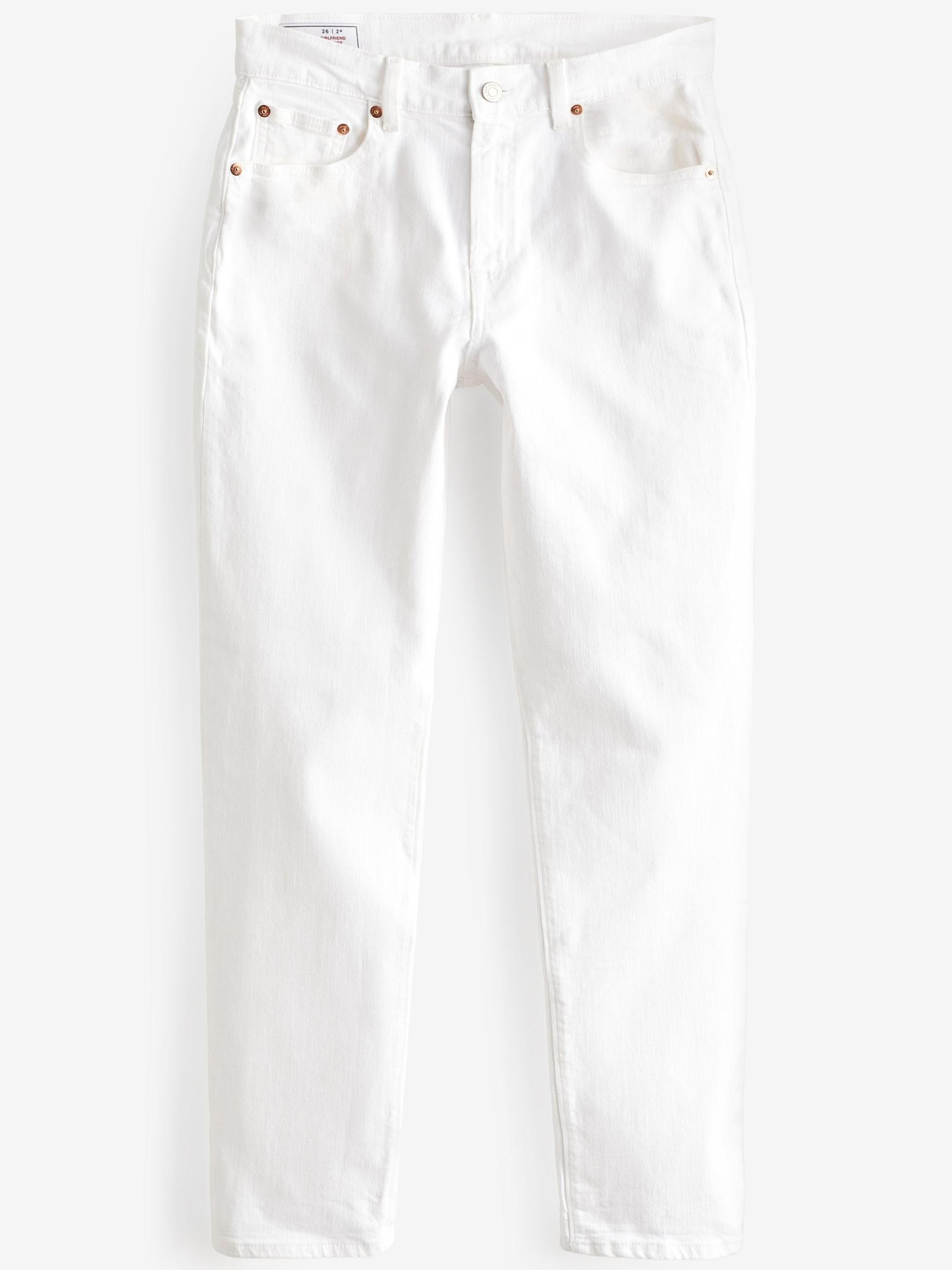White Mid Rise Girlfriend Jeans - Image 4 of 4