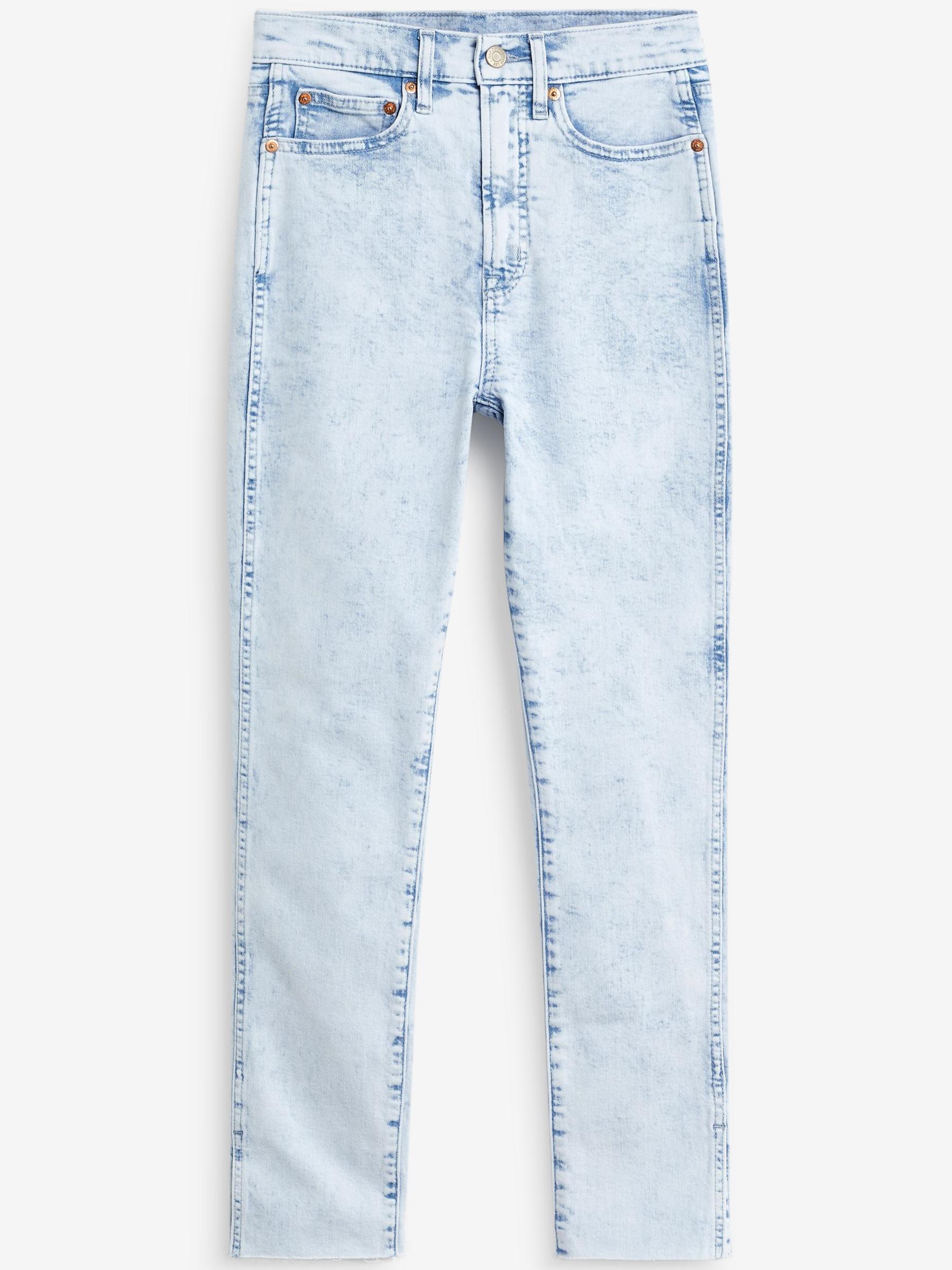 Light Wash Blue High Waisted Split Hem Vintage Slim Jeans - Image 4 of 5