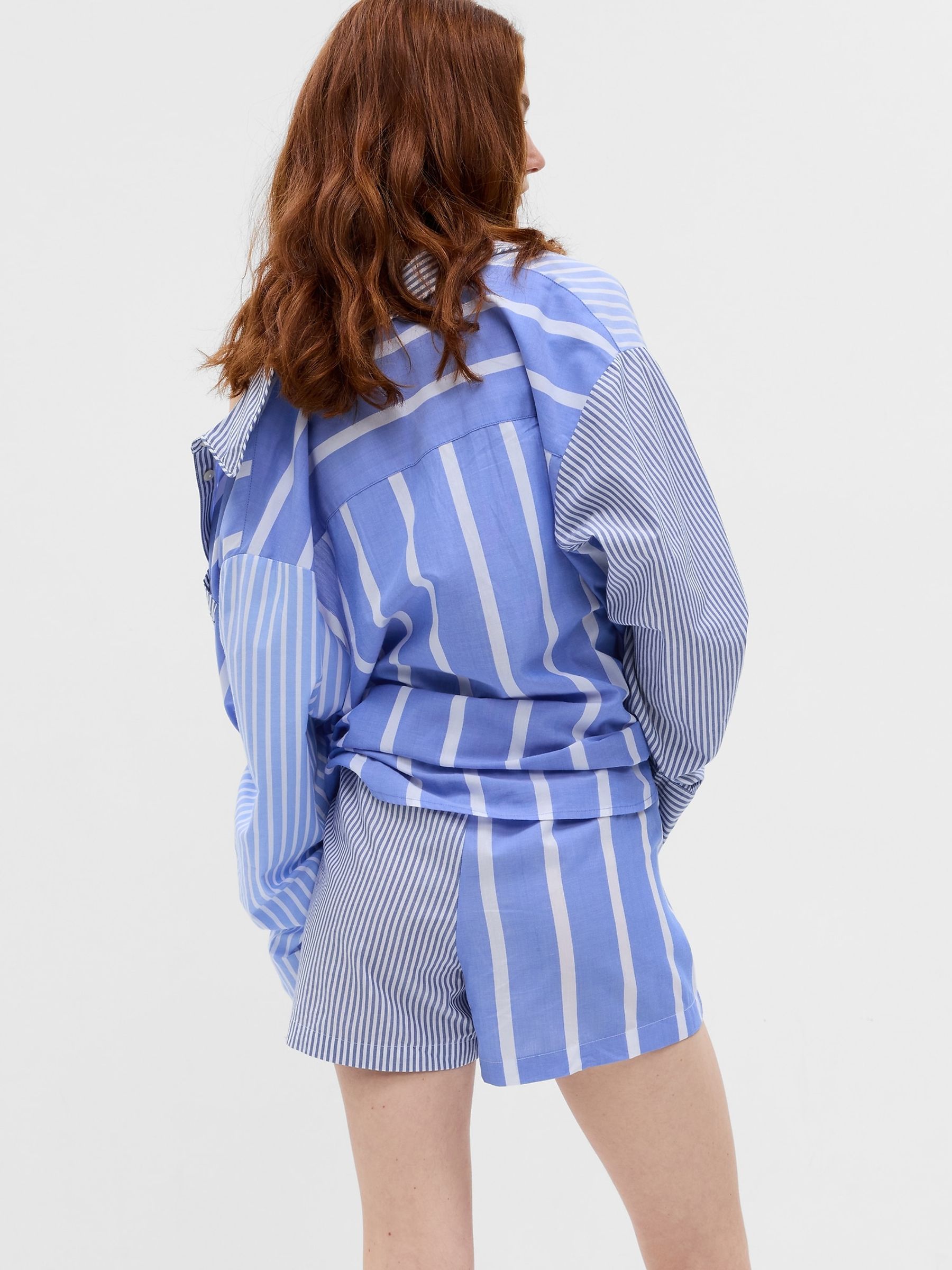 Blue Stripe Cotton Pyjama Shorts - Image 2 of 5