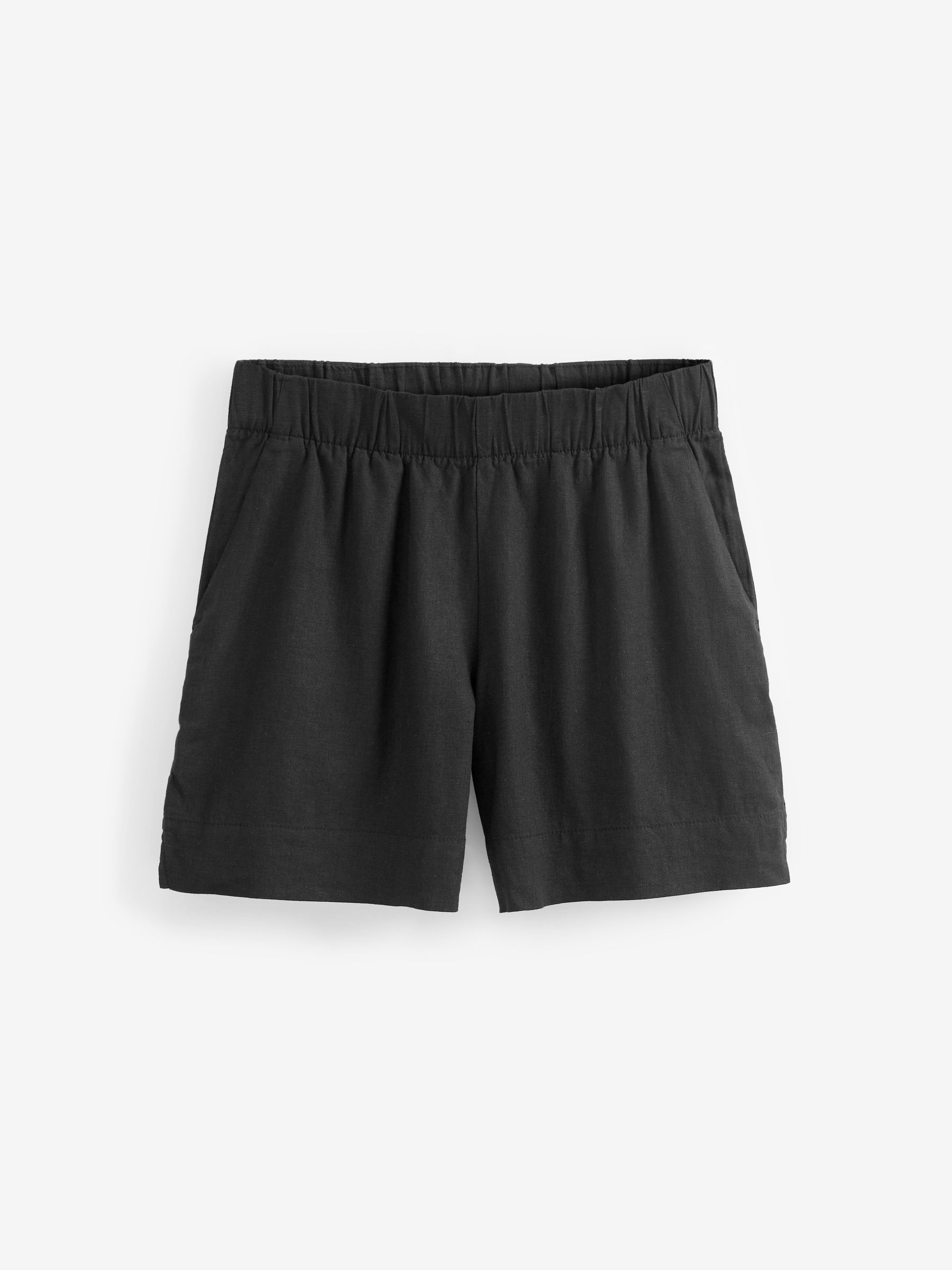 Black Linen Blend Pull-On Loose Shorts - Image 4 of 5