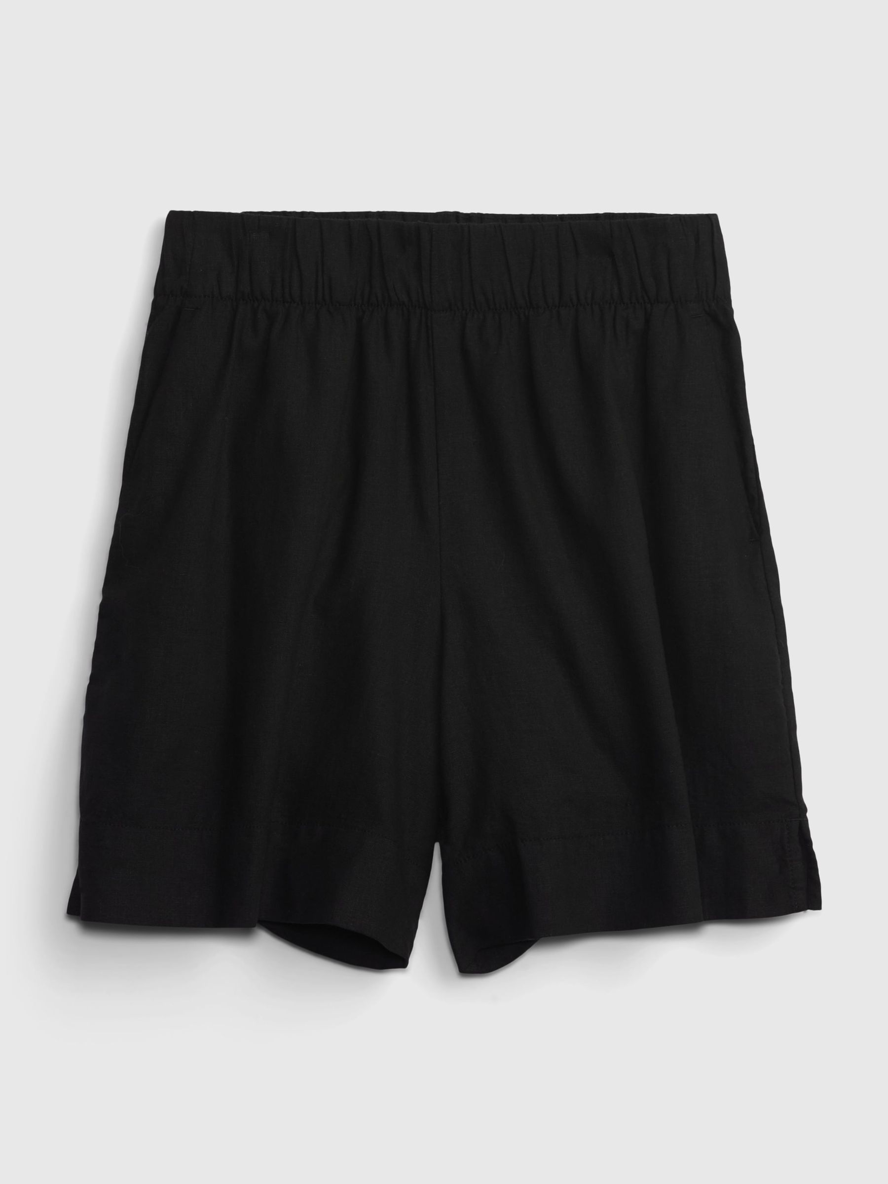 Black Linen Blend Pull-On Loose Shorts - Image 5 of 5