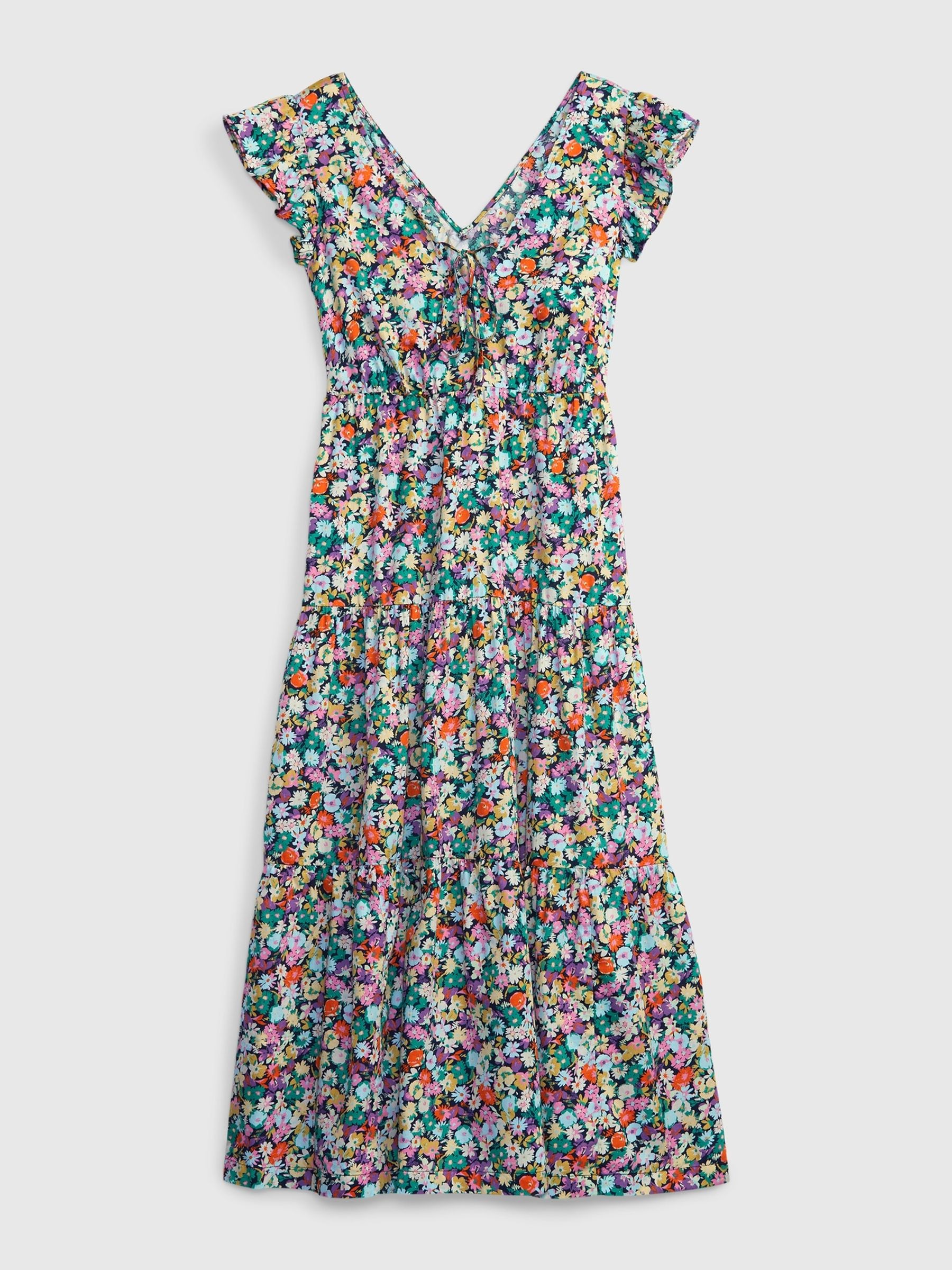 White Flutter Sleeve V-Neck Midi Dress - Image 4 of 4