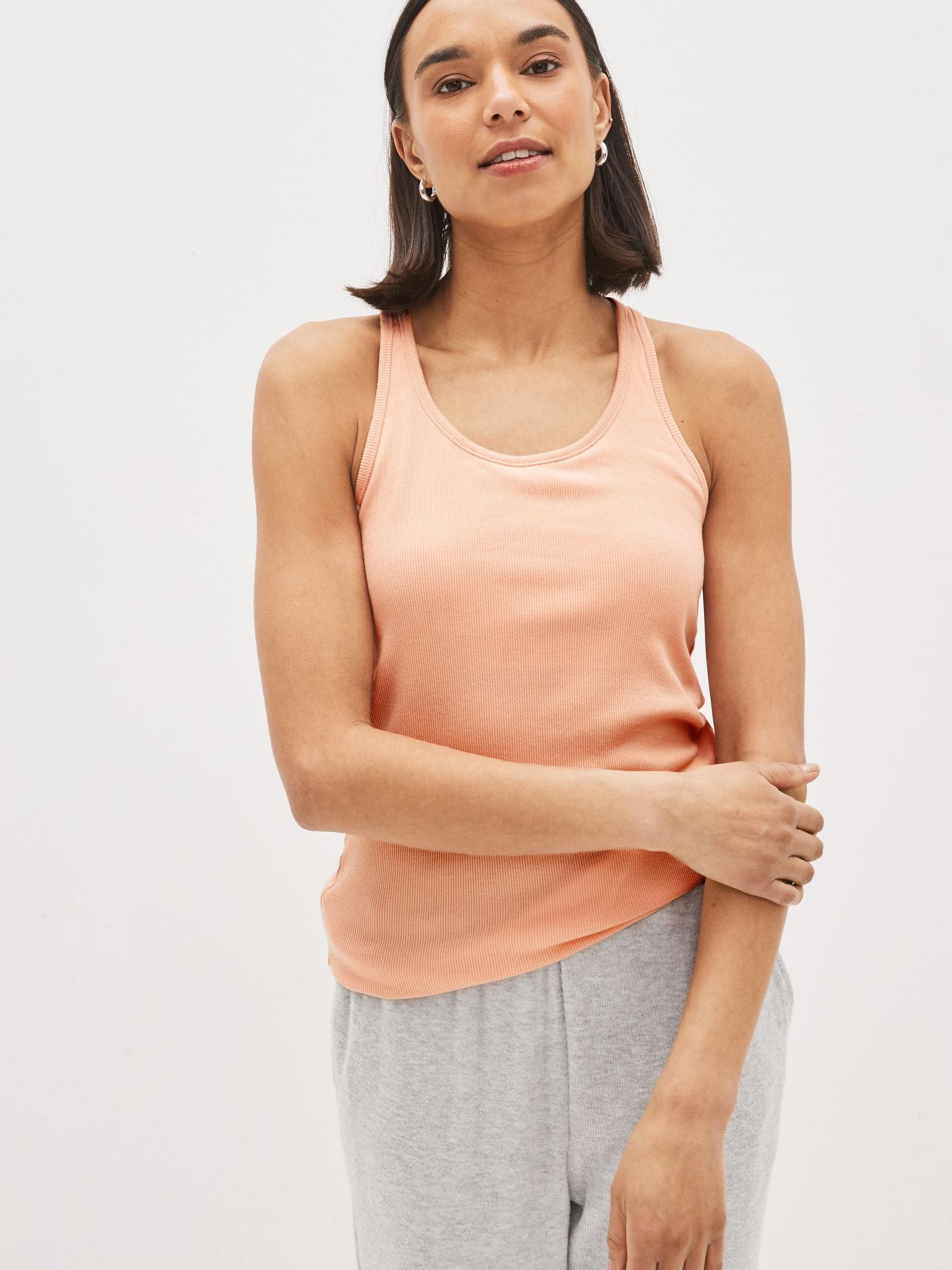 Orange Ribbed Support Tank Top - Image 1 of 5