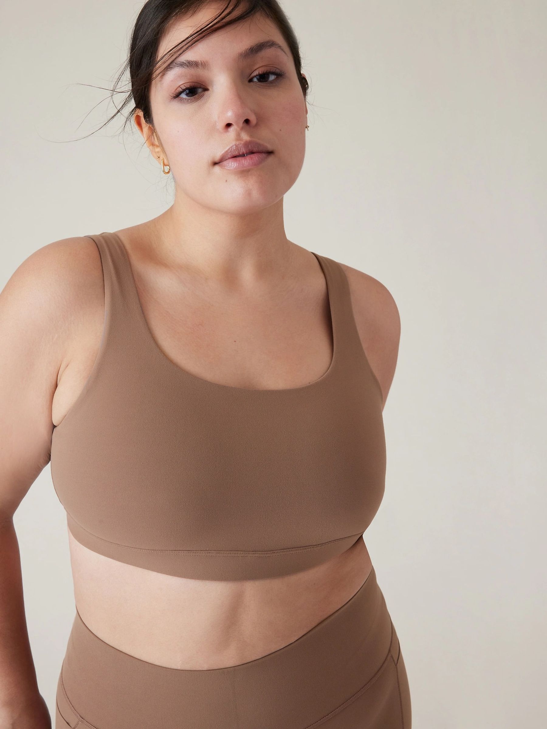 Athleta Neutral D-DD+ Cup Strappy Back Low Impact Sports Bra - Image 1 of 7