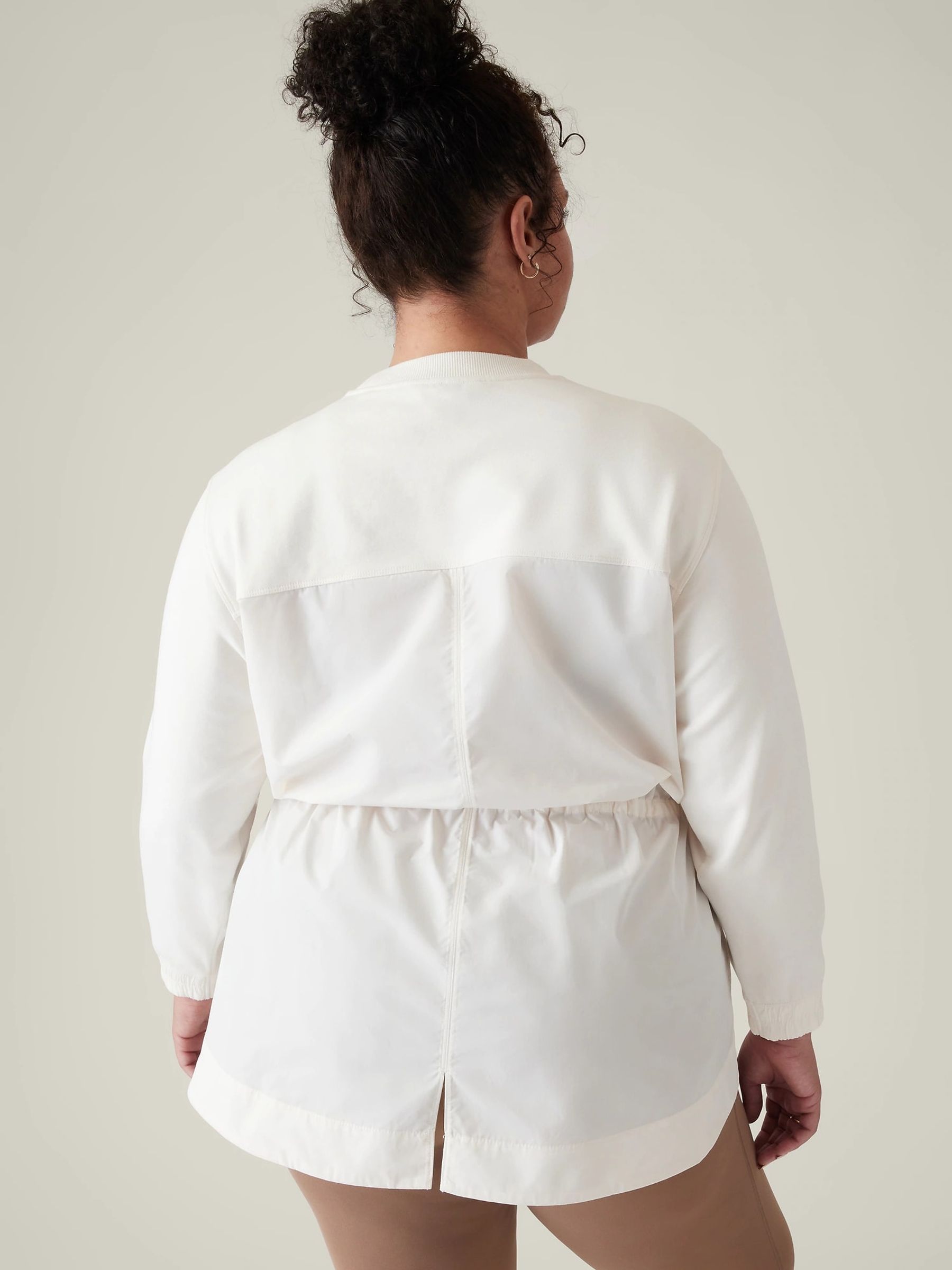 Athleta Cream Crew Neck Cinched Lightweight Sweatshirt - Image 2 of 7