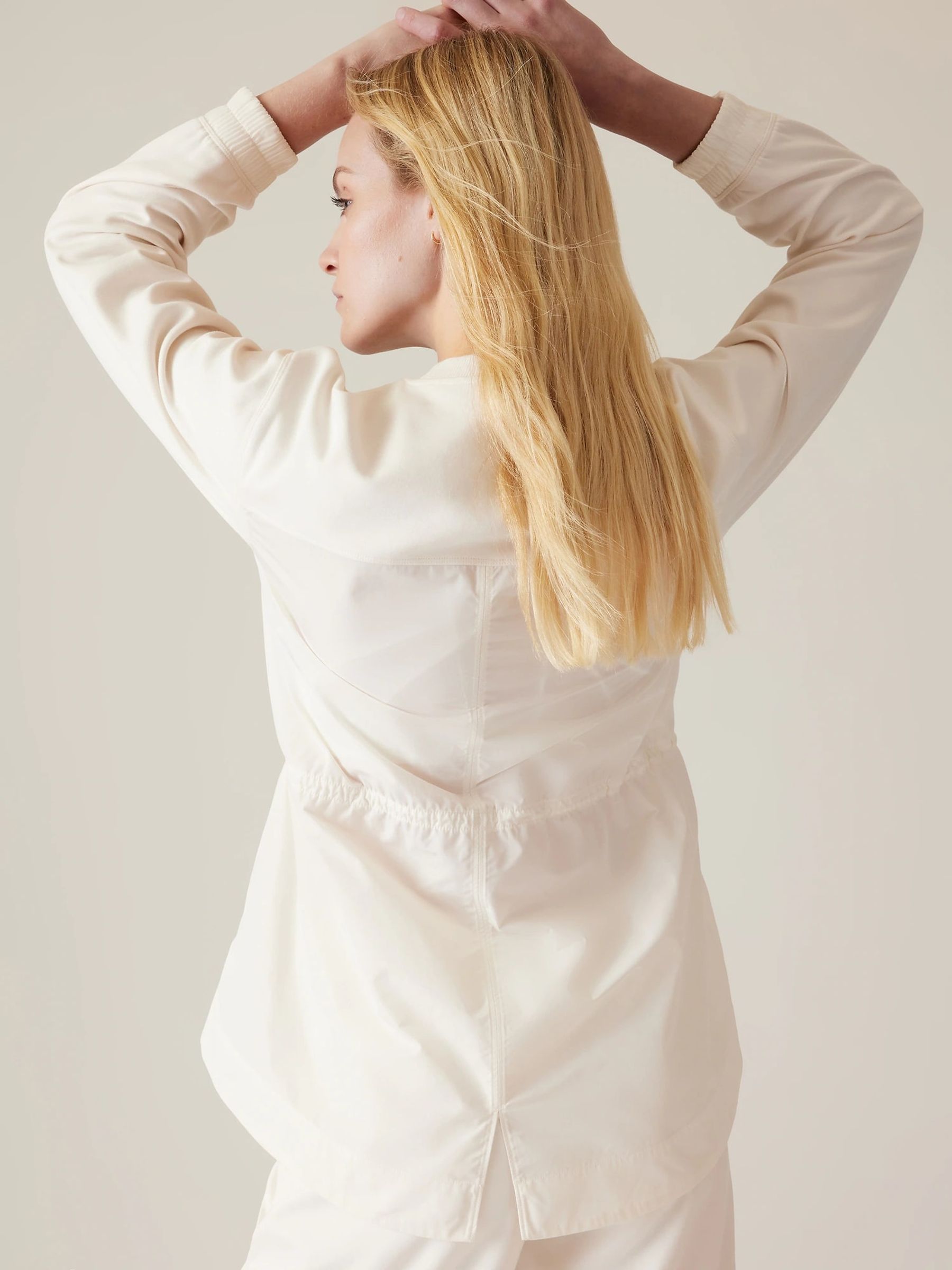 Athleta Cream Crew Neck Cinched Lightweight Sweatshirt - Image 6 of 7