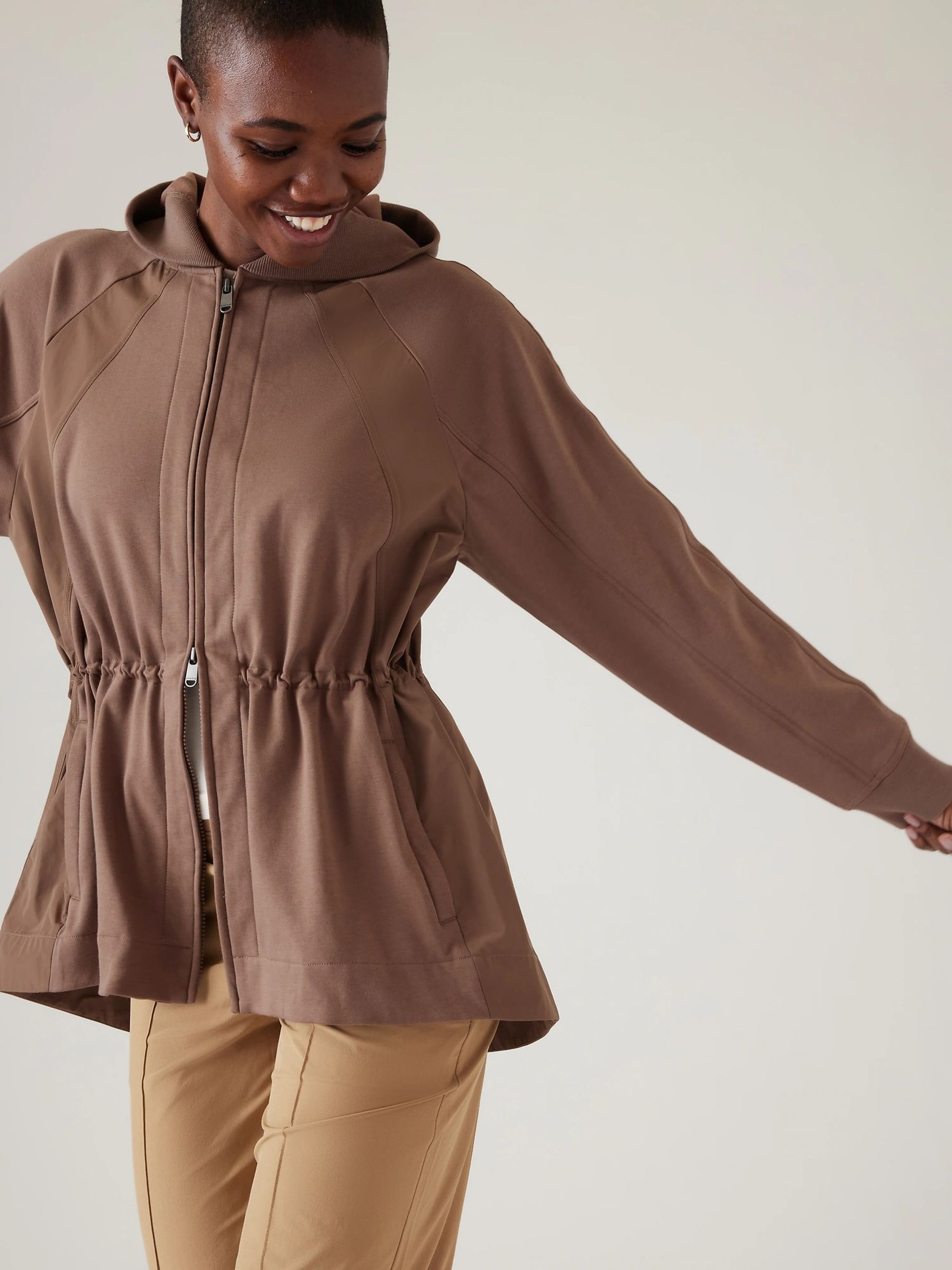 Athleta Beige Triumph Hooded Jacket - Image 1 of 6