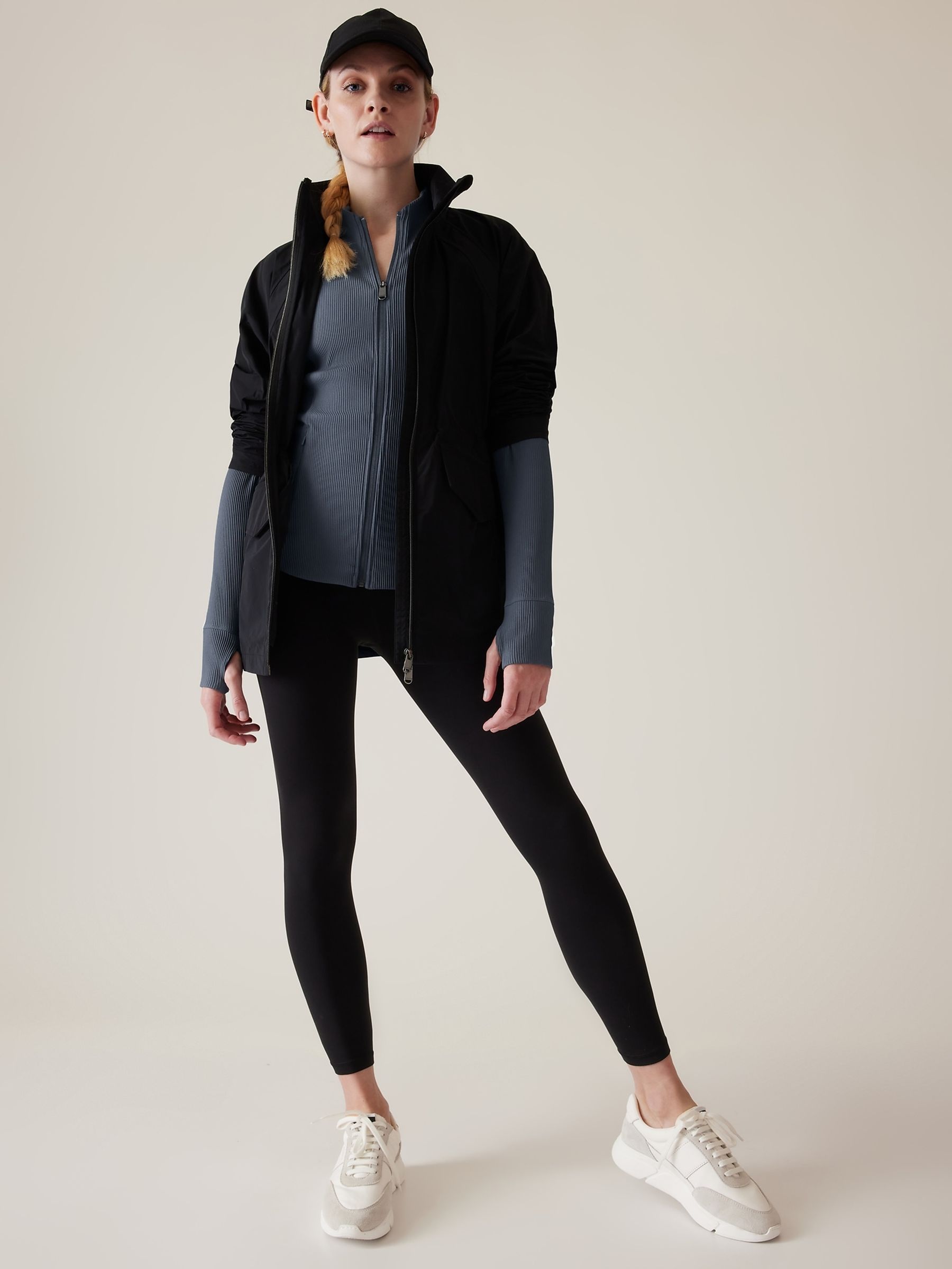 Athleta Blue Ribbed Zip Through Sweatshirt - Image 5 of 5