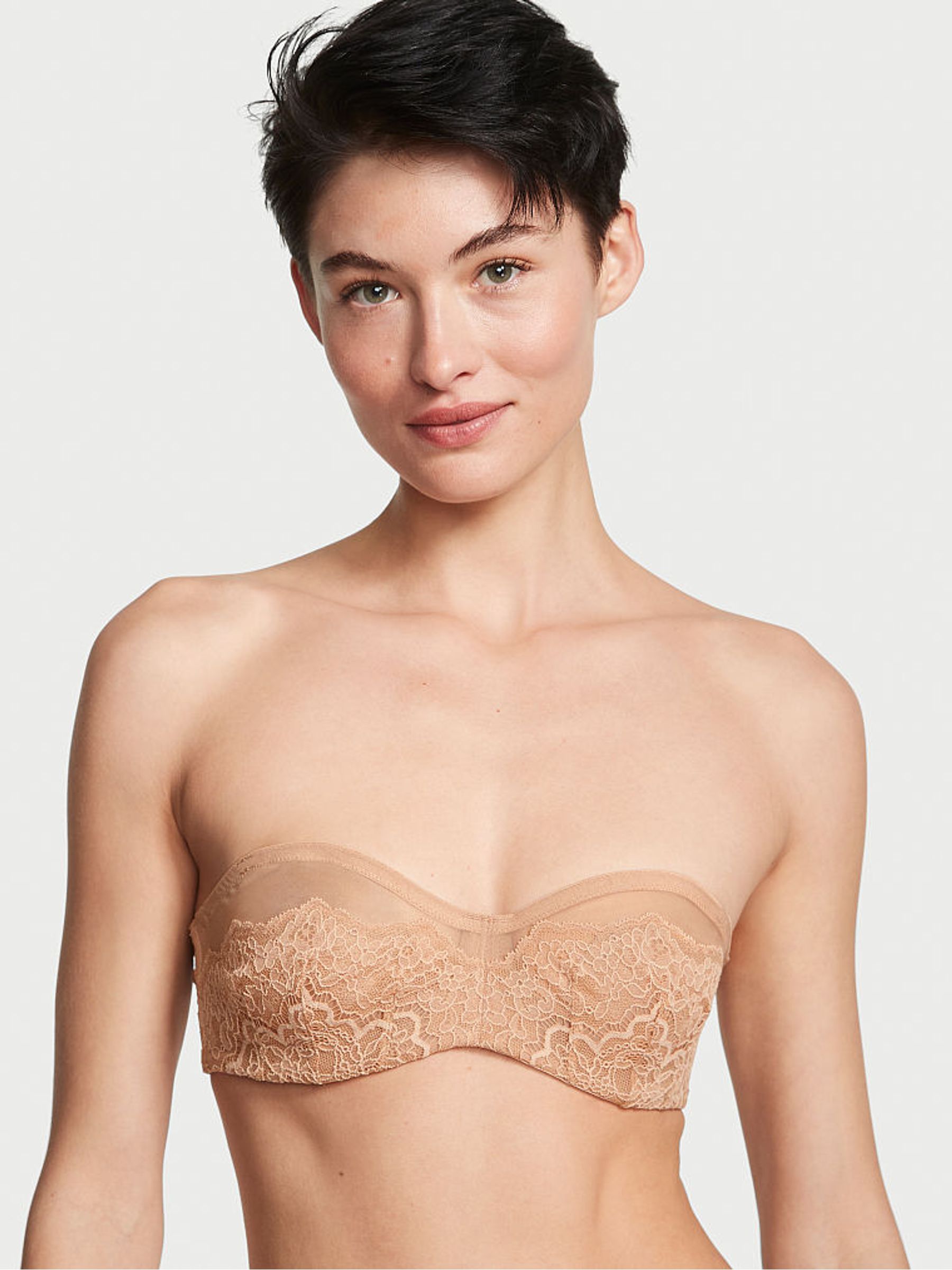 Praline Nude Strapless Lace Balcony Minimiser Bra - Image 1 of 5