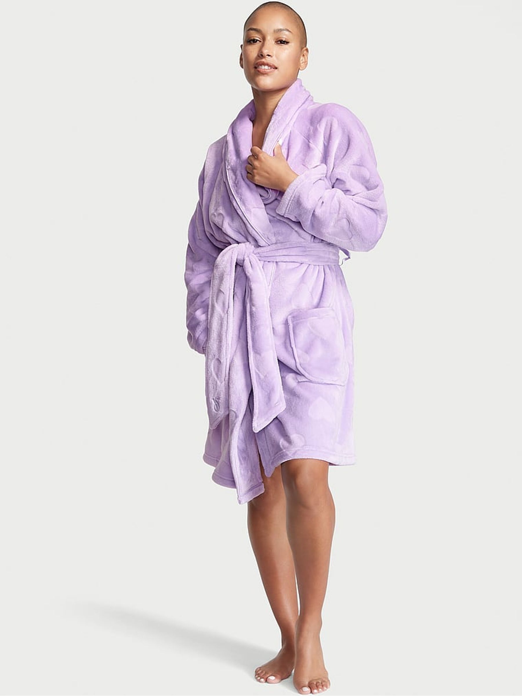 Purple Cosy Short Dressing Gown - Image 1 of 5 Purple Cosy Short Dressing Gown - Image 1 of 5