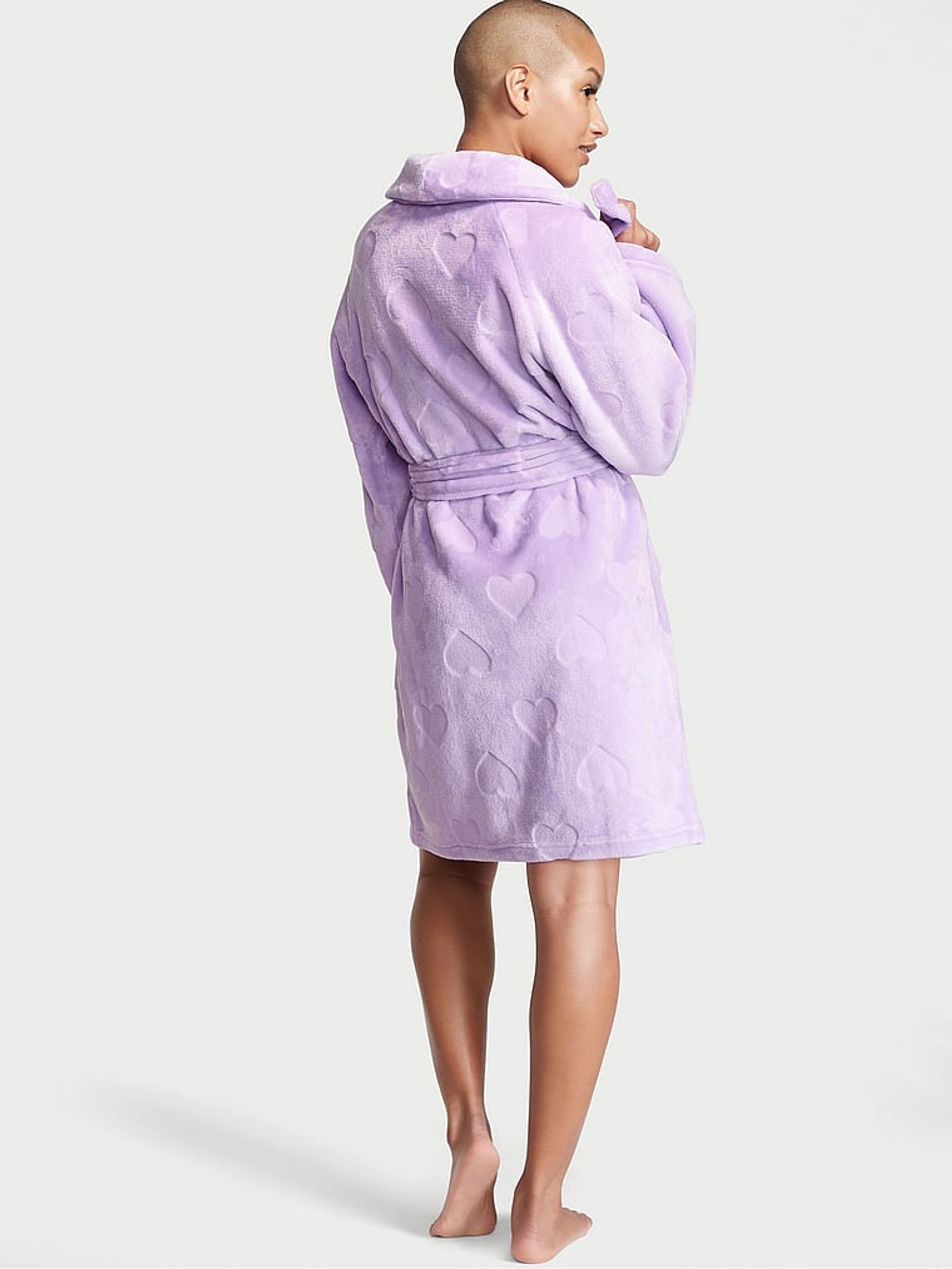 Purple Cosy Short Dressing Gown - Image 2 of 5 Purple Cosy Short Dressing Gown - Image 2 of 5