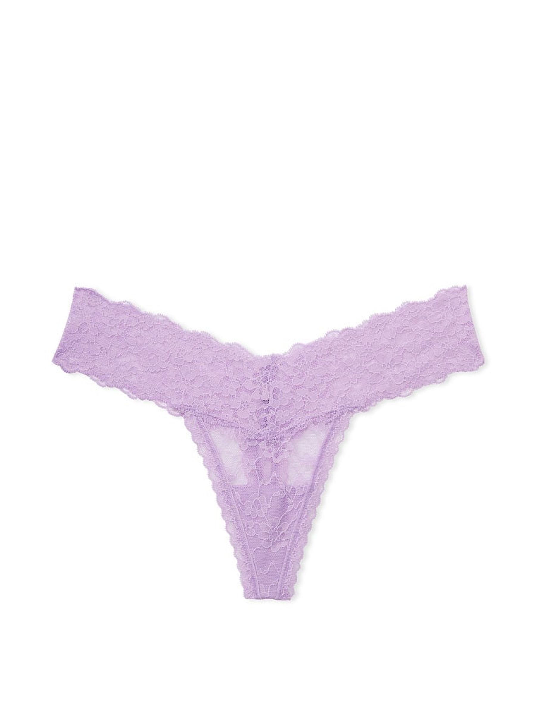 Silky Lilac Purple Thong Lace Knickers - Image 3 of 3