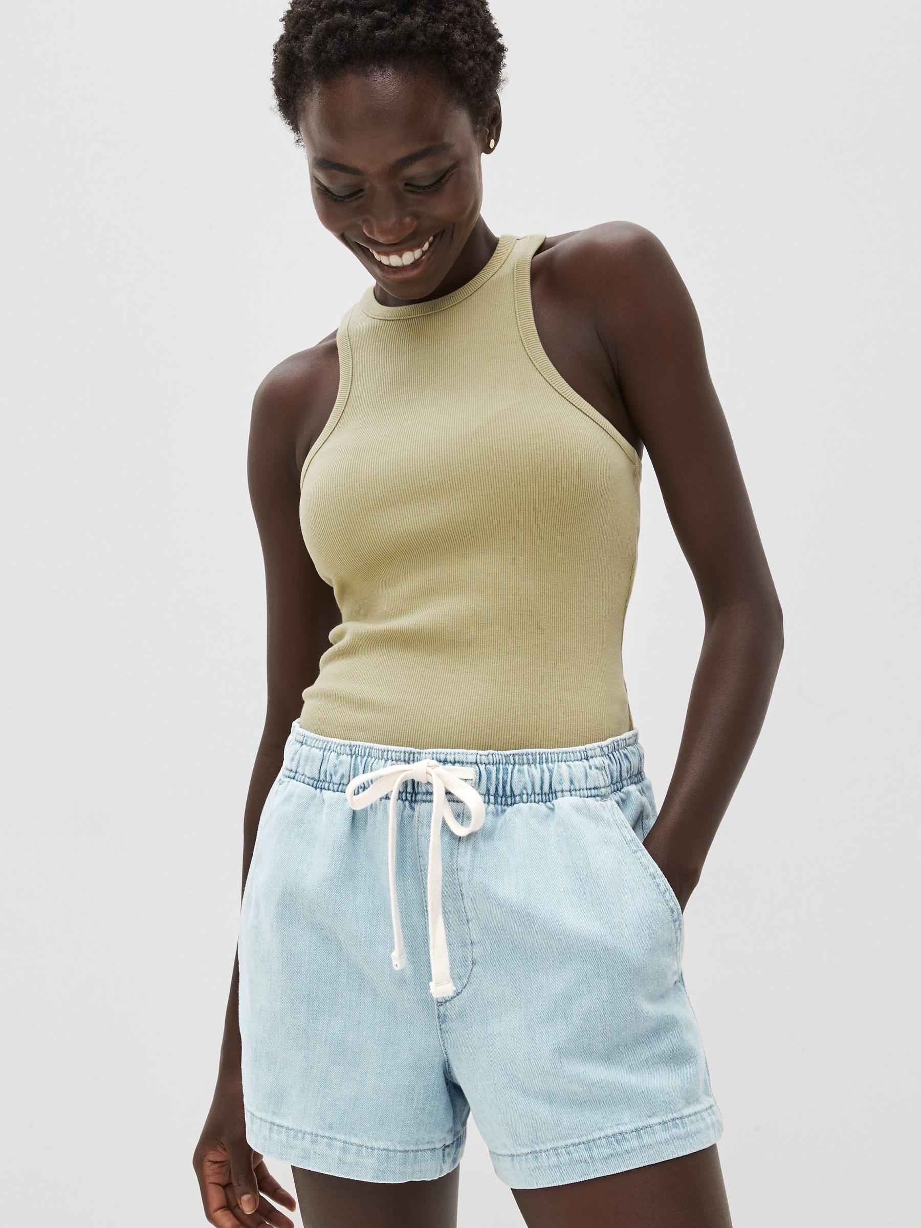 Light Wash Blue Denim Pull On Shorts - Image 1 of 4