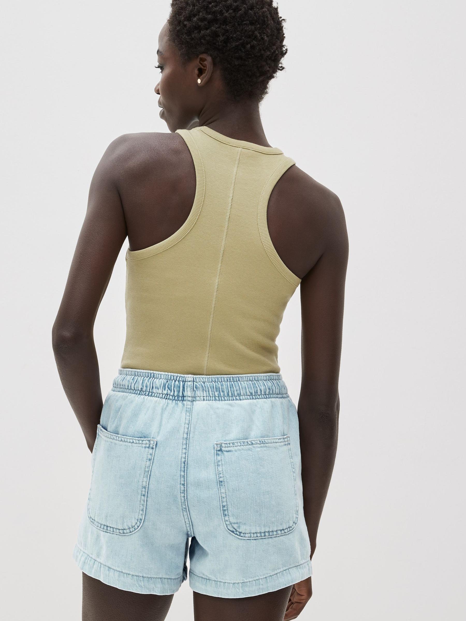 Light Wash Blue Denim Pull On Shorts - Image 2 of 4