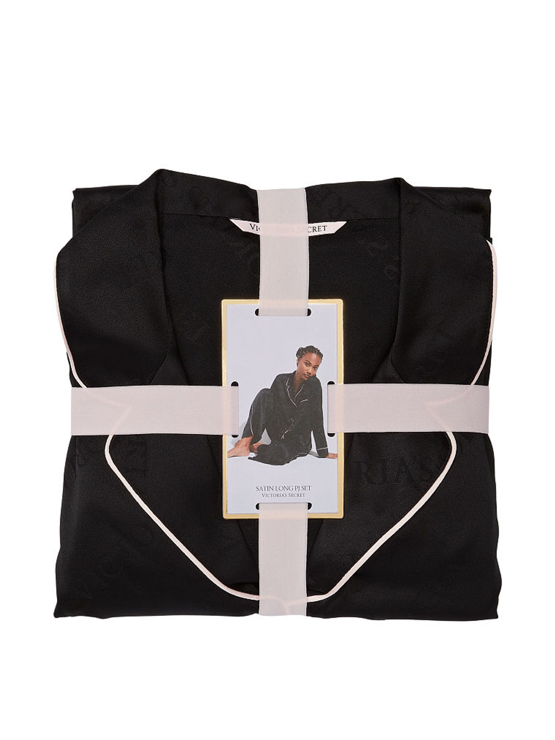 Black Logo Satin Long Pyjama Set - Image 4 of 4