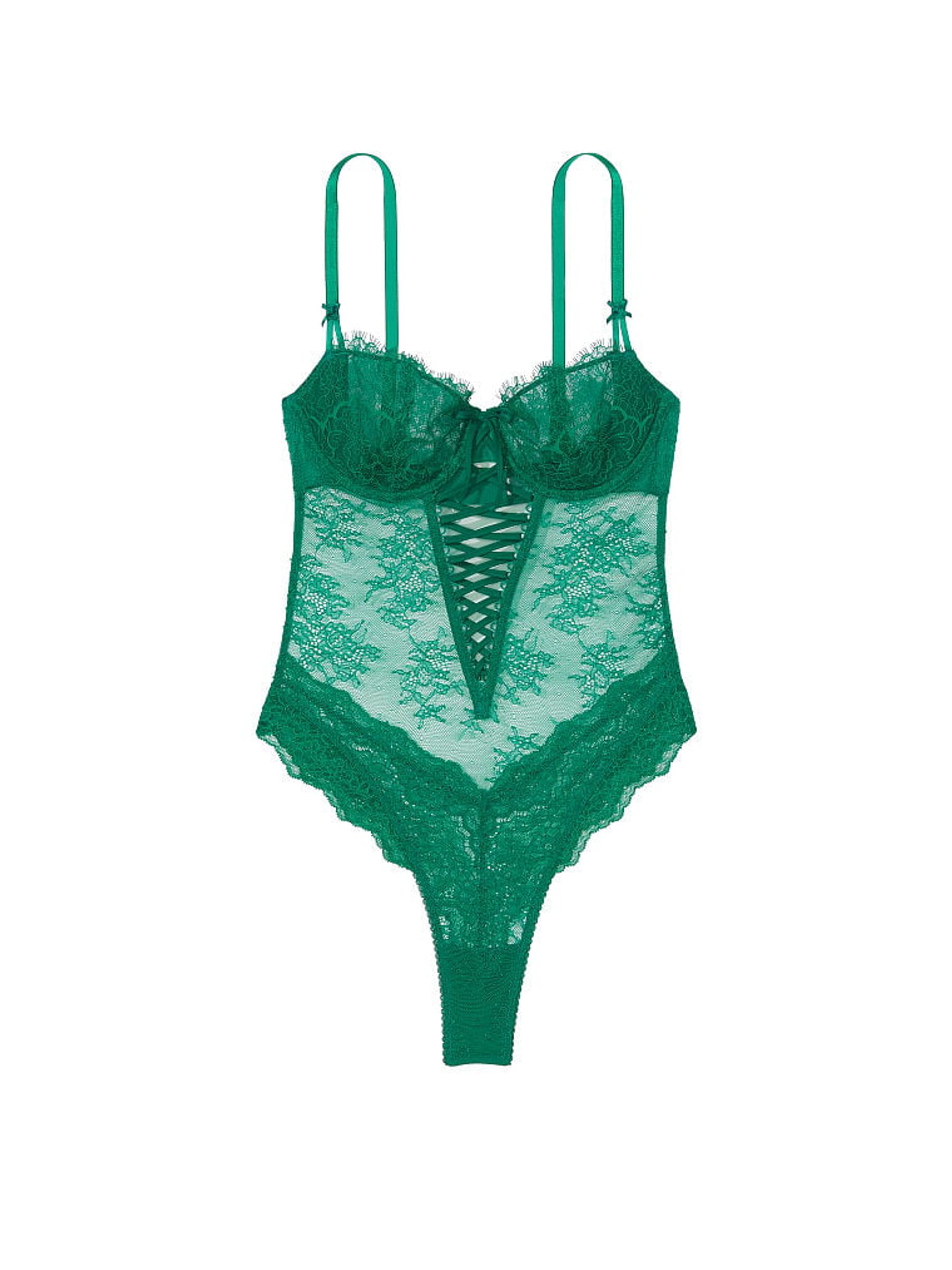 Spruce Green Lace Up Bodysuit - Image 3 of 3