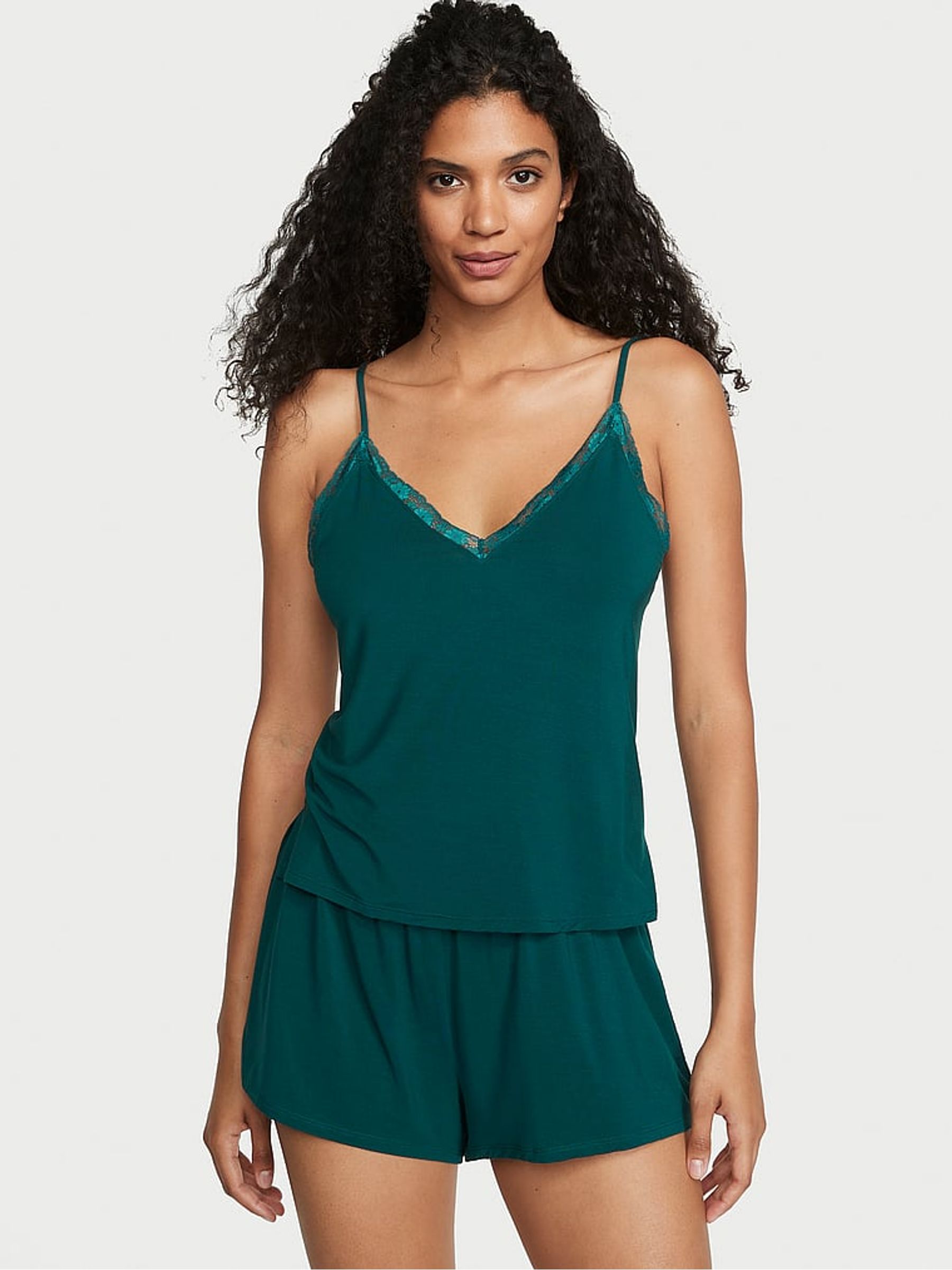 Black Ivy Green Stretch Modal Cami Set - Image 1 of 3