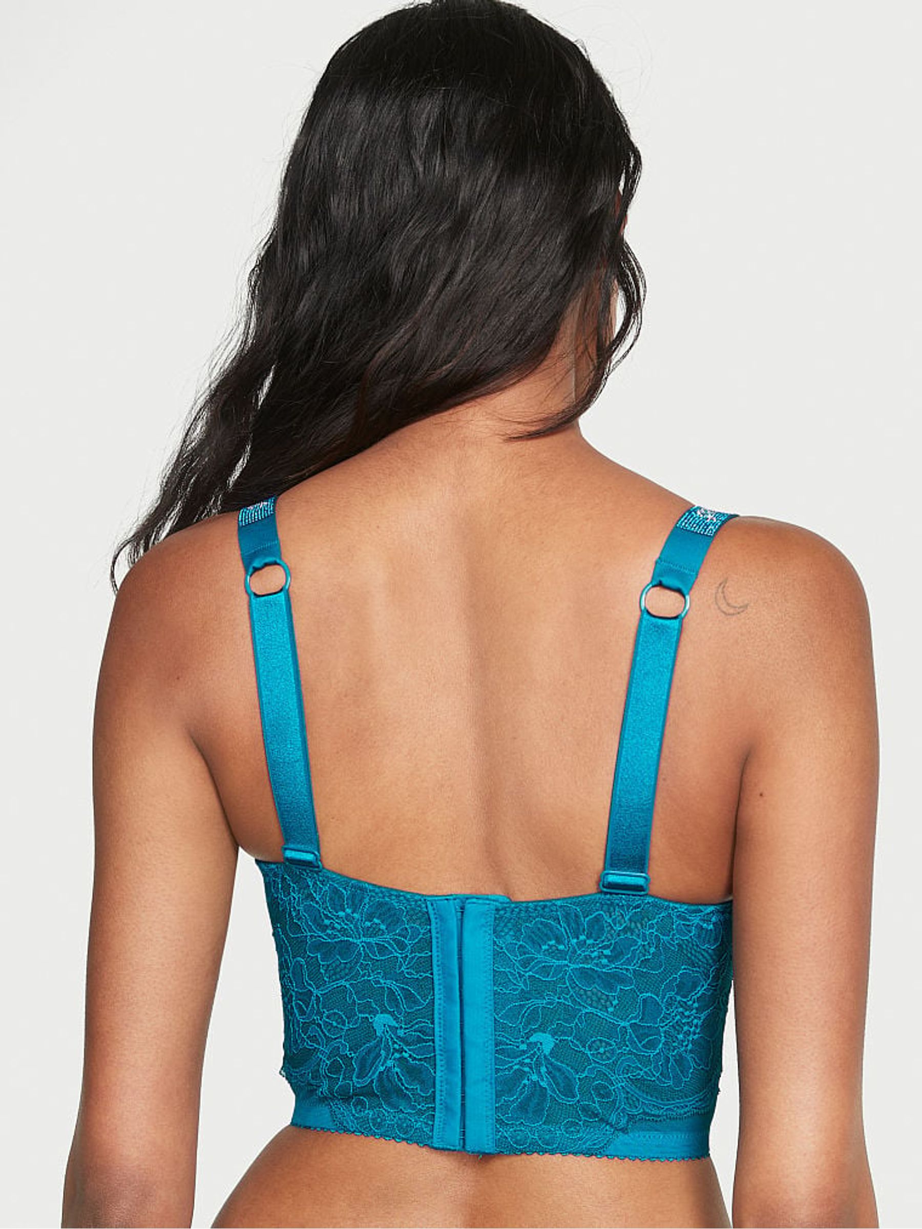 Evening Tide Blue Shine Strap Lace Push Up Bra Top - Image 2 of 5