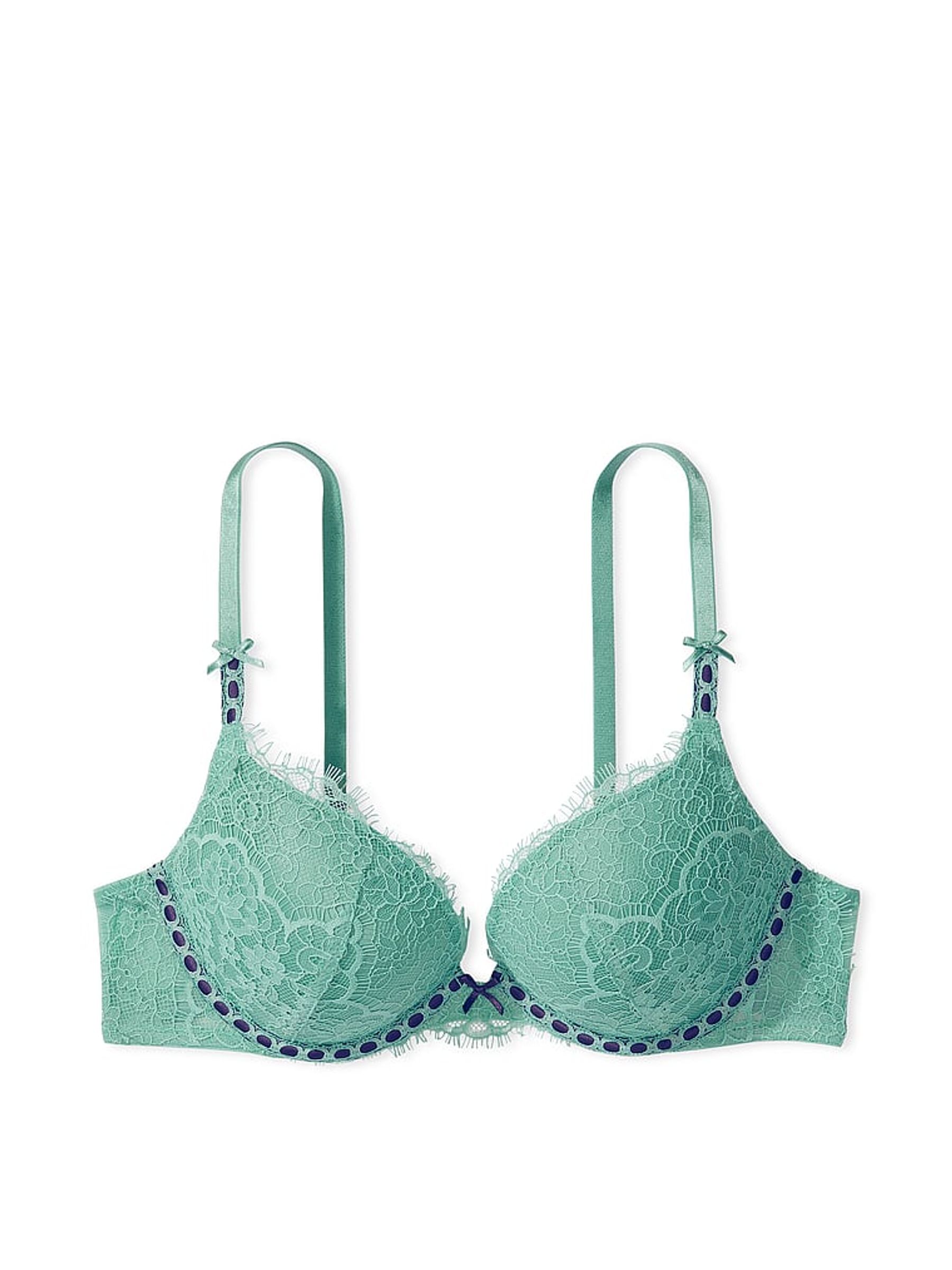 Parasail Green Lace Ribbon Slot Push Up Bra - Image 3 of 4