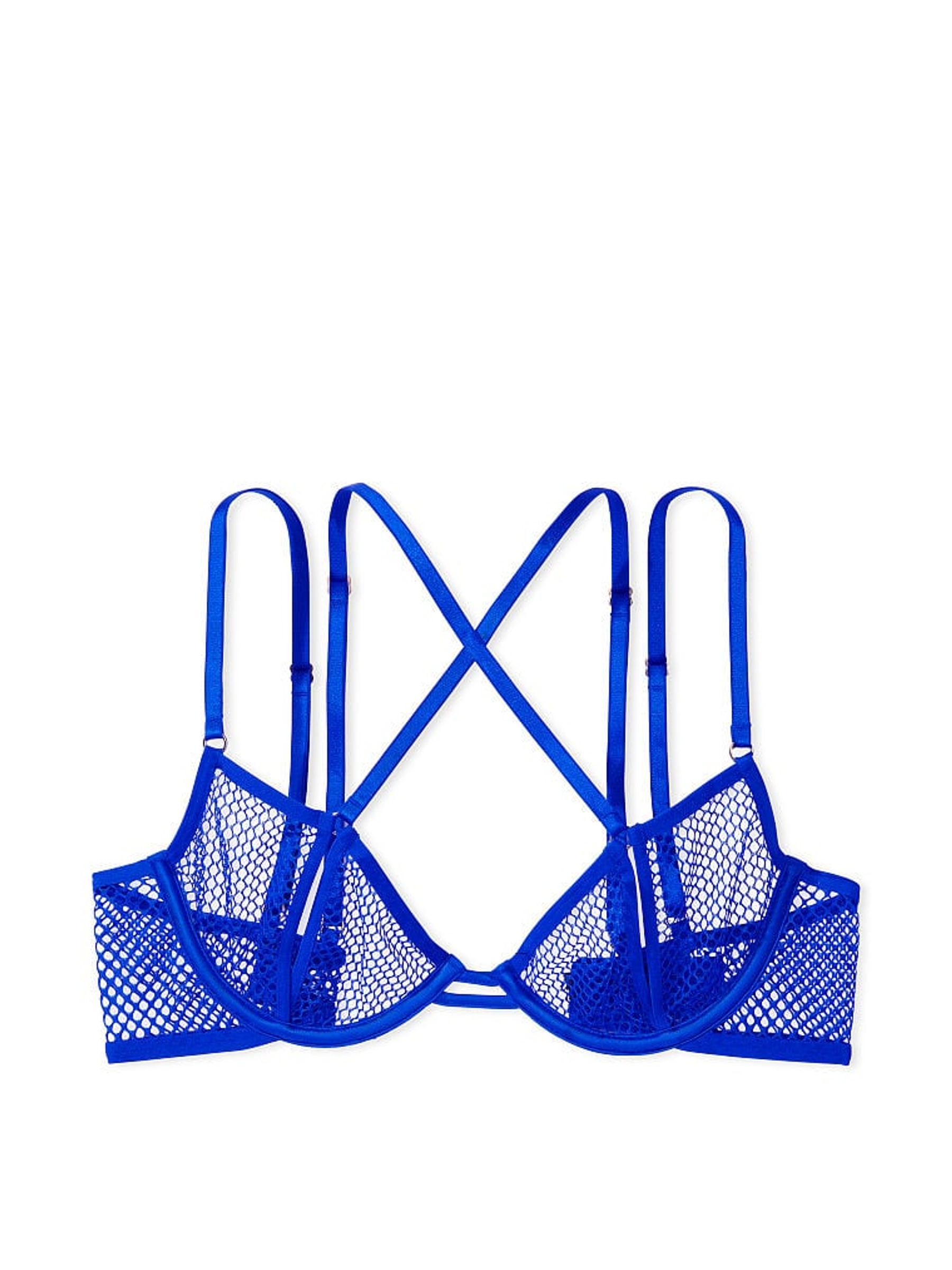 Blue Oar Fishnet Mesh Cut Out Demi Bra - Image 3 of 4