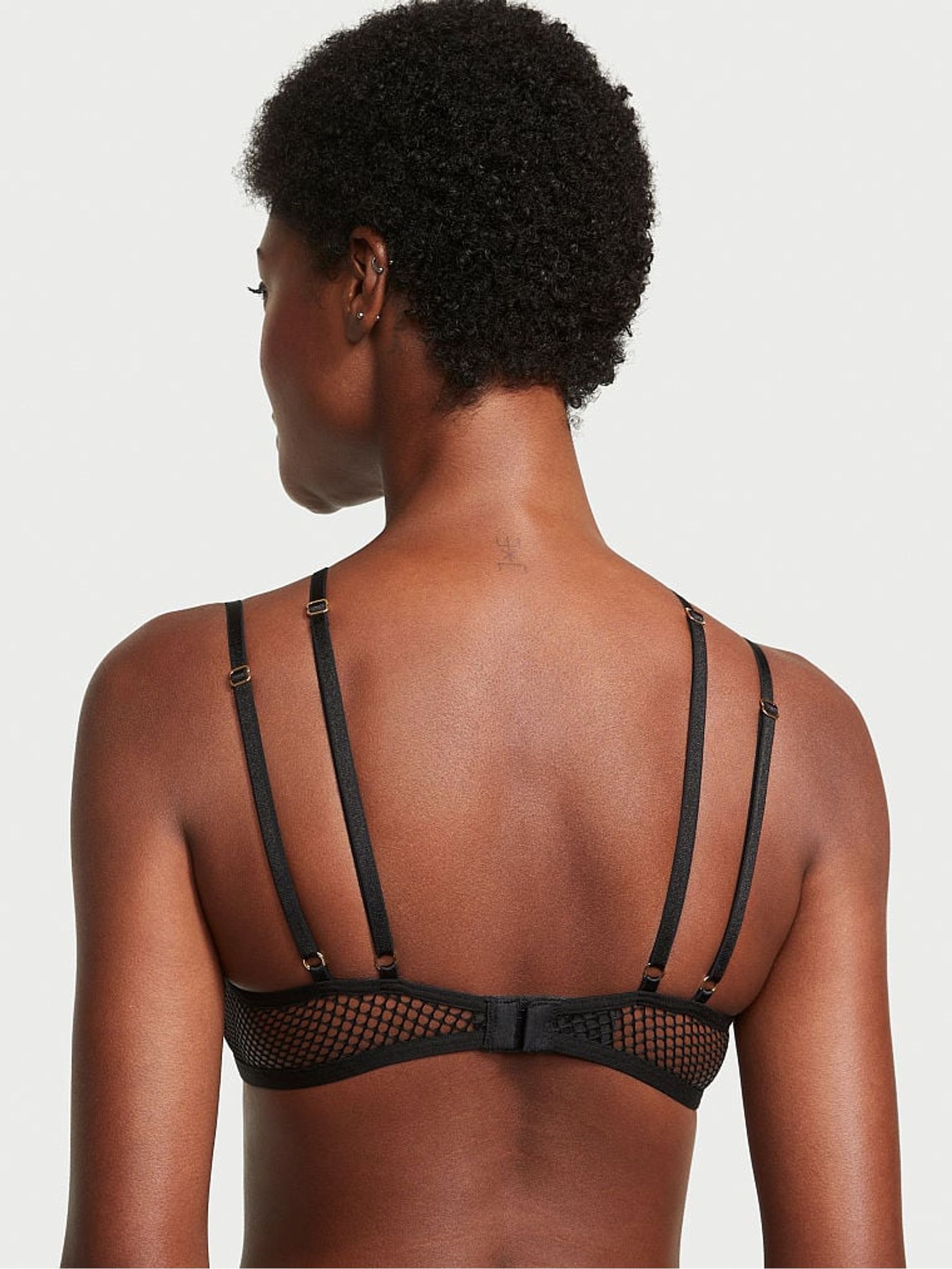 Black Fishnet Mesh Cut Out Demi Bra - Image 2 of 4