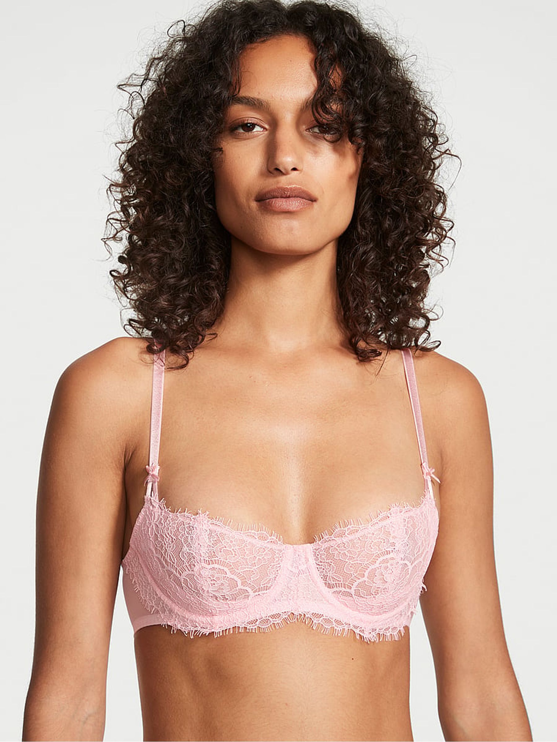 Pretty Blossom Pink Lace Unlined Balcony Bra - Image 1 of 3