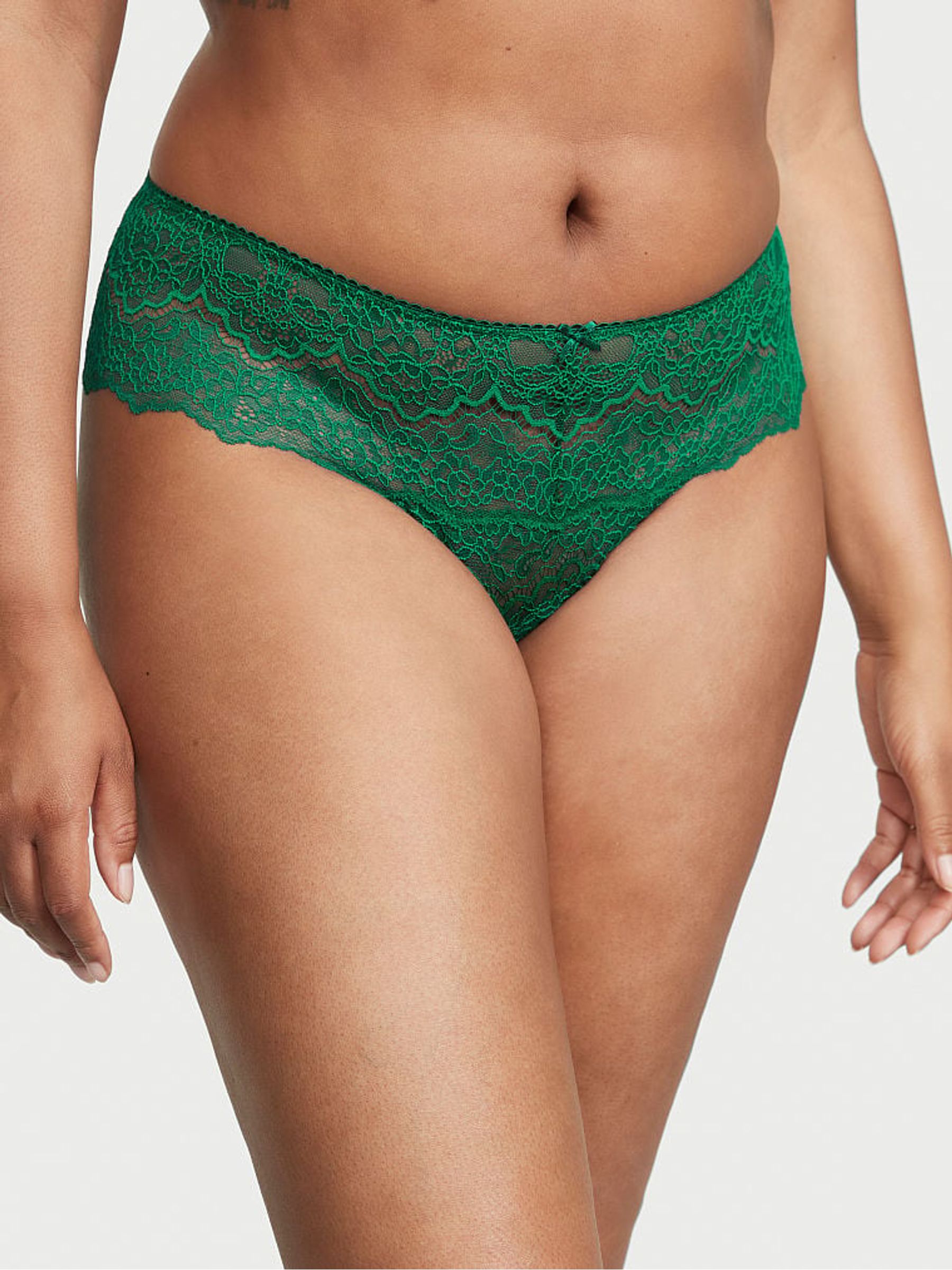 Spruce Green Lace Hipster Thong Knickers - Image 1 of 3