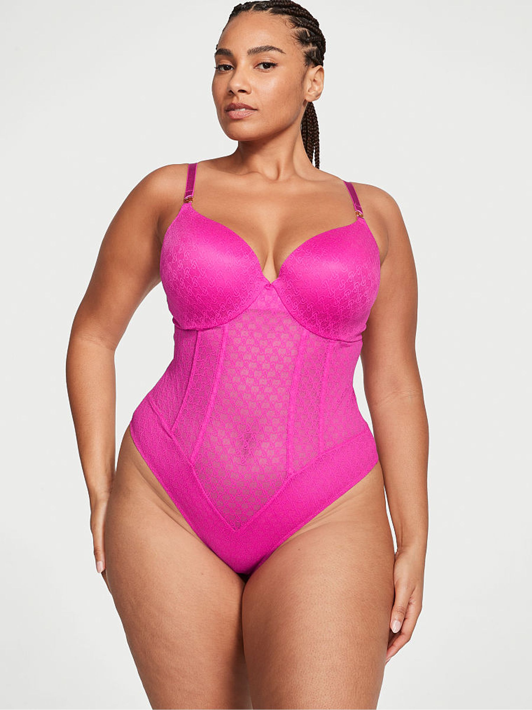 Fuchsia Frenzy Pink Lace Icon Bodysuit - Image 2 of 5