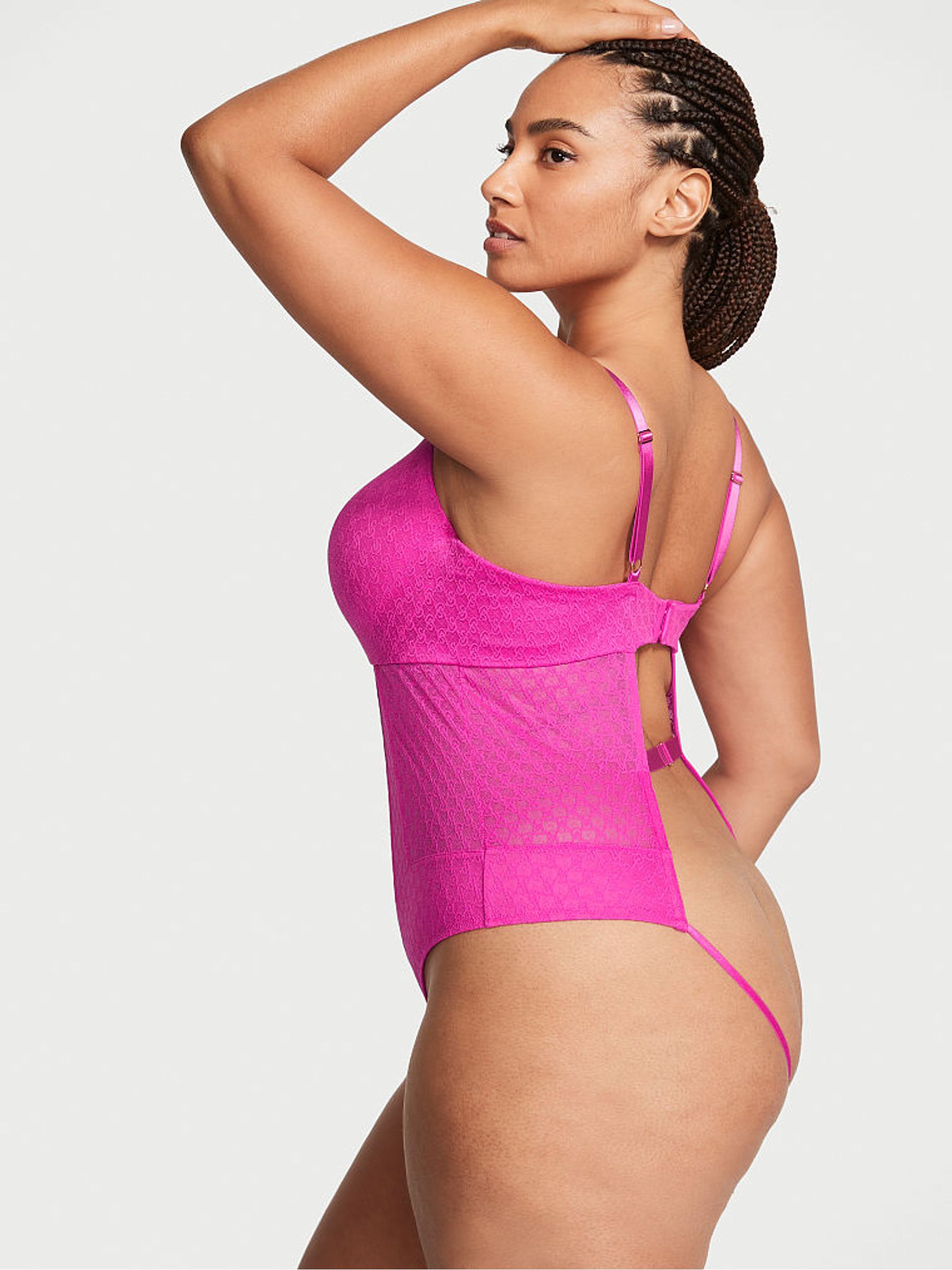 Fuchsia Frenzy Pink Lace Icon Bodysuit - Image 3 of 5