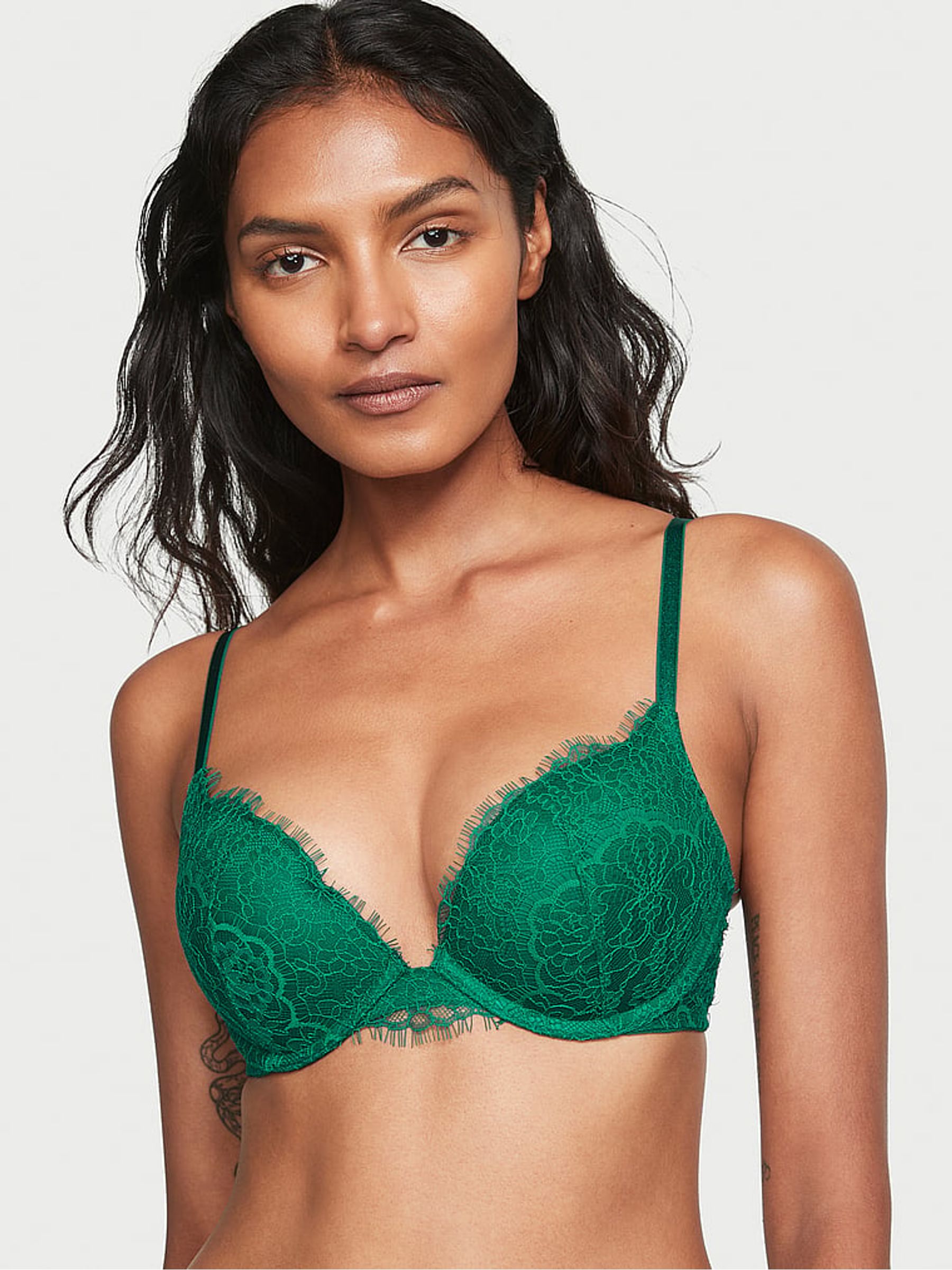 Spruce Green Lace Push Up Bra - Image 1 of 3