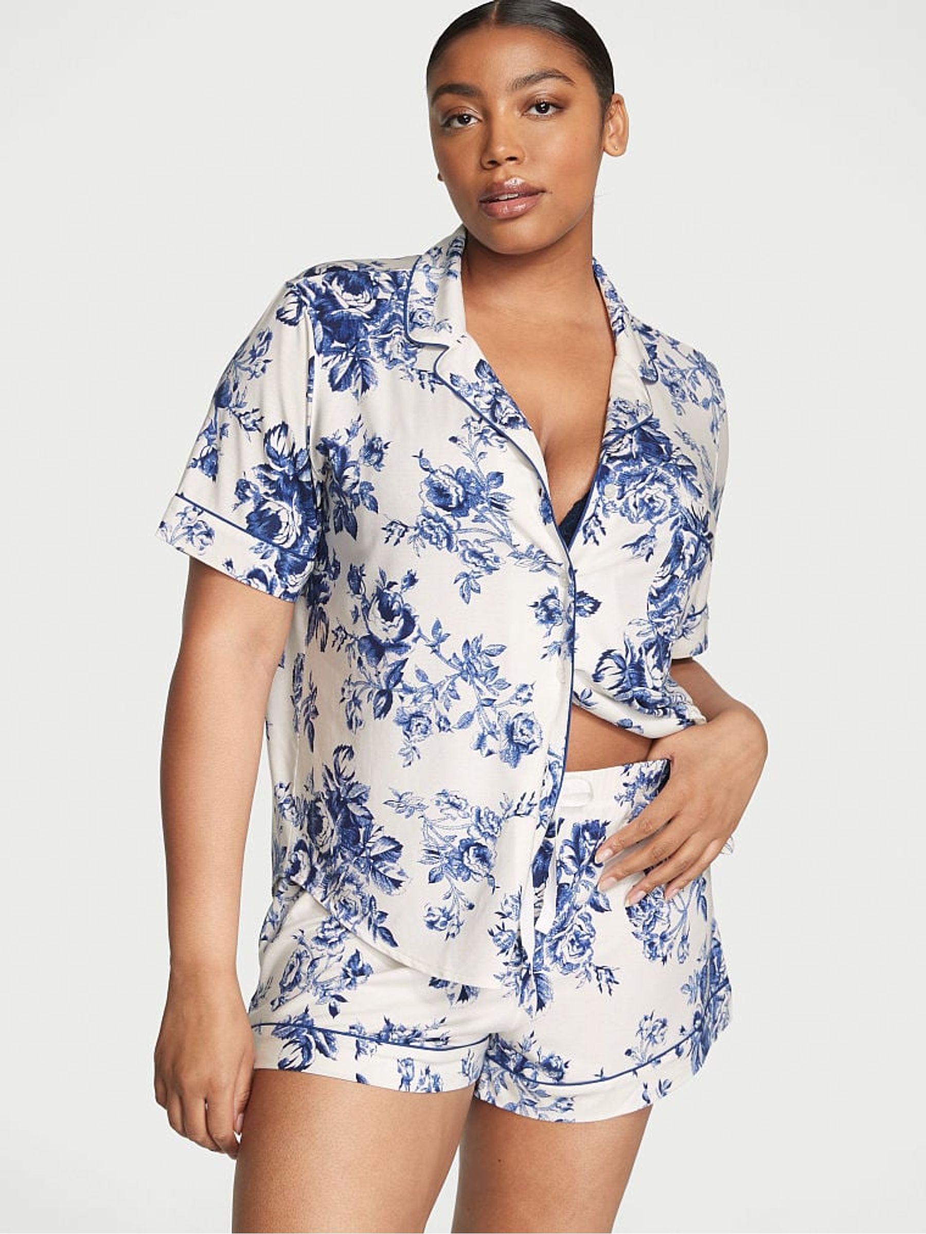 Coconut White Rose Toile Modal Short Pyjamas - Image 1 of 2