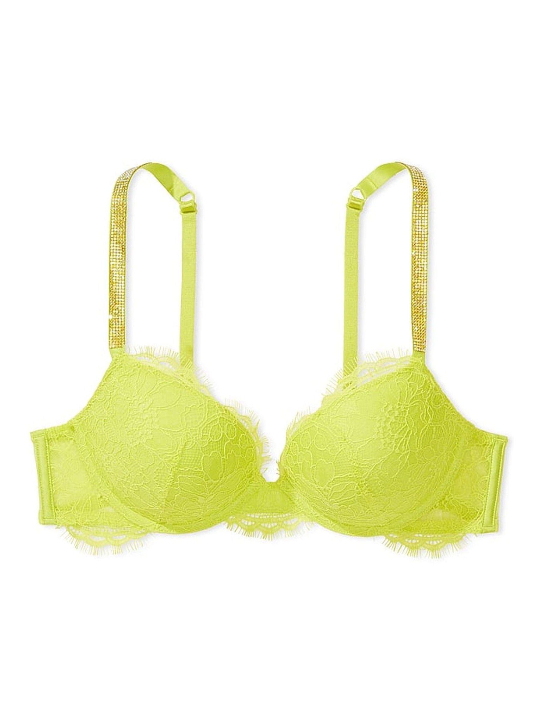 Limelight Green Lace Shine Strap Push Up Bra - Image 3 of 3 Limelight Green Lace Shine Strap Push Up Bra - Image 3 of 3