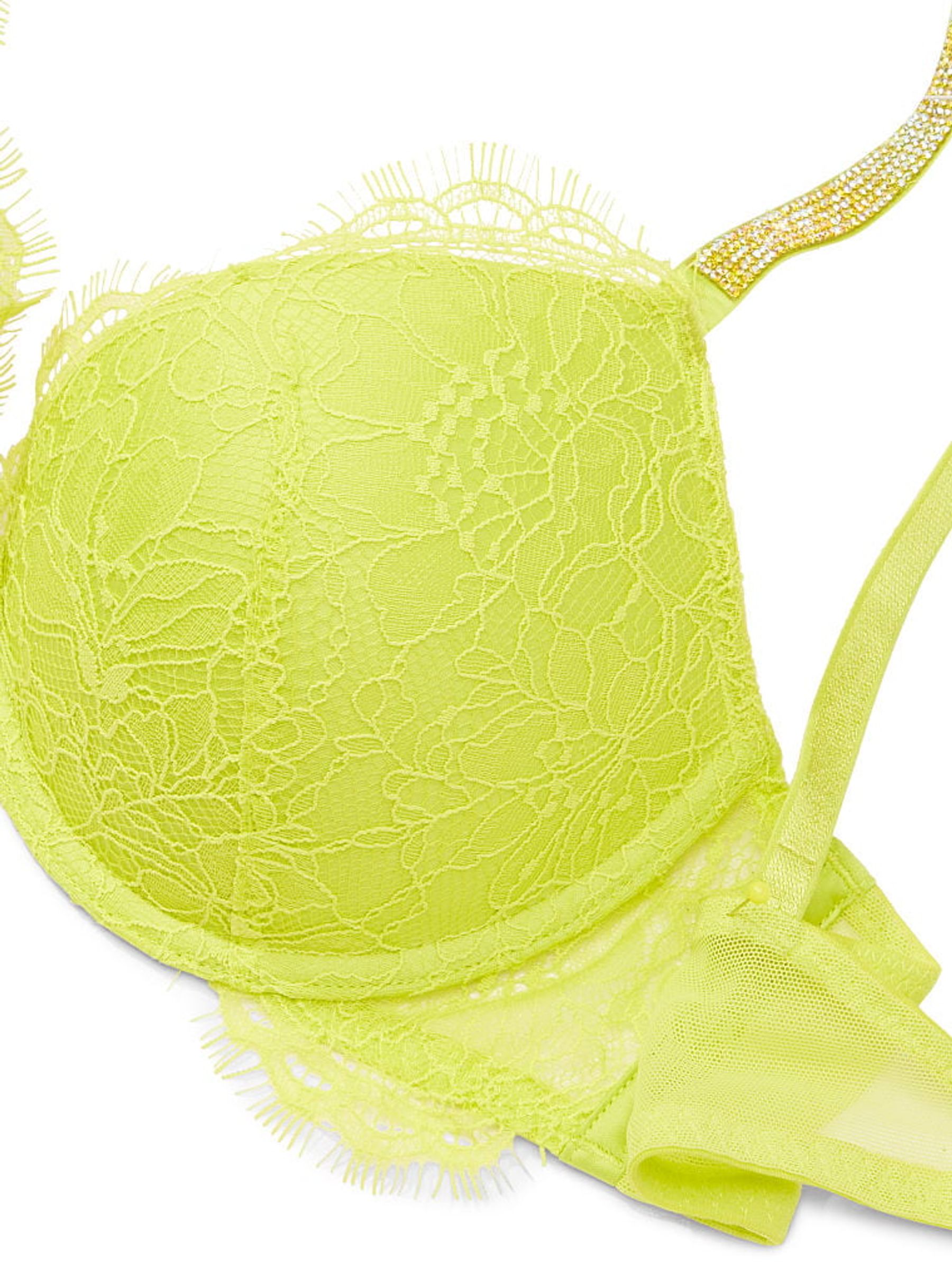 Limelight Green Lace Shine Strap Push Up Bra - Image 4 of 4