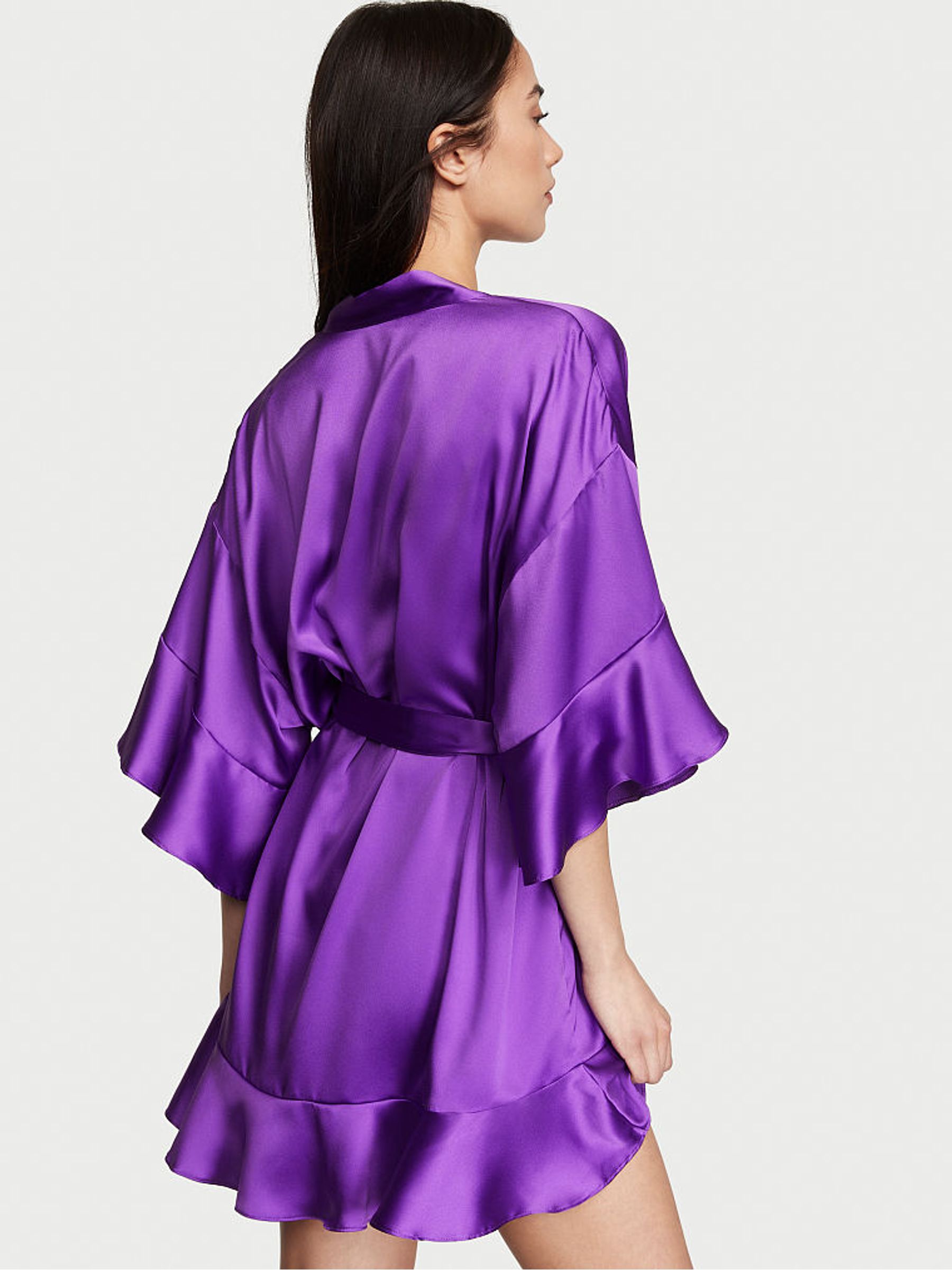 Violetta Purple Satin Flounce Satin Robe - Image 2 of 3