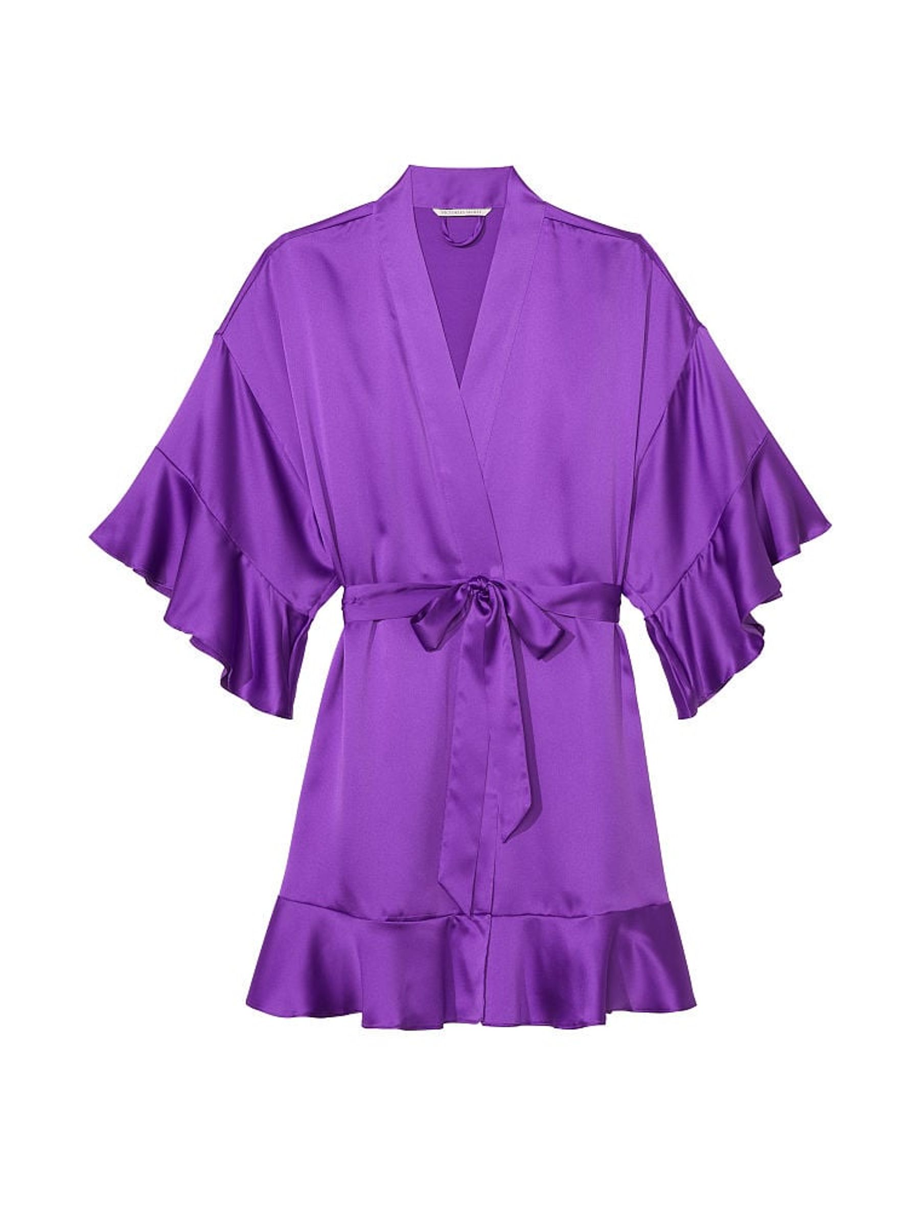 Violetta Purple Satin Flounce Satin Robe - Image 3 of 3