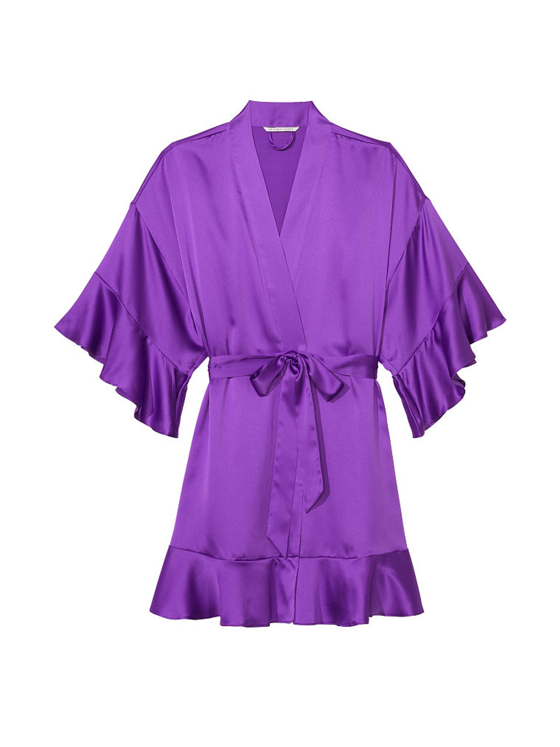 Violetta Purple Satin Flounce Satin Robe - Image 4 of 6