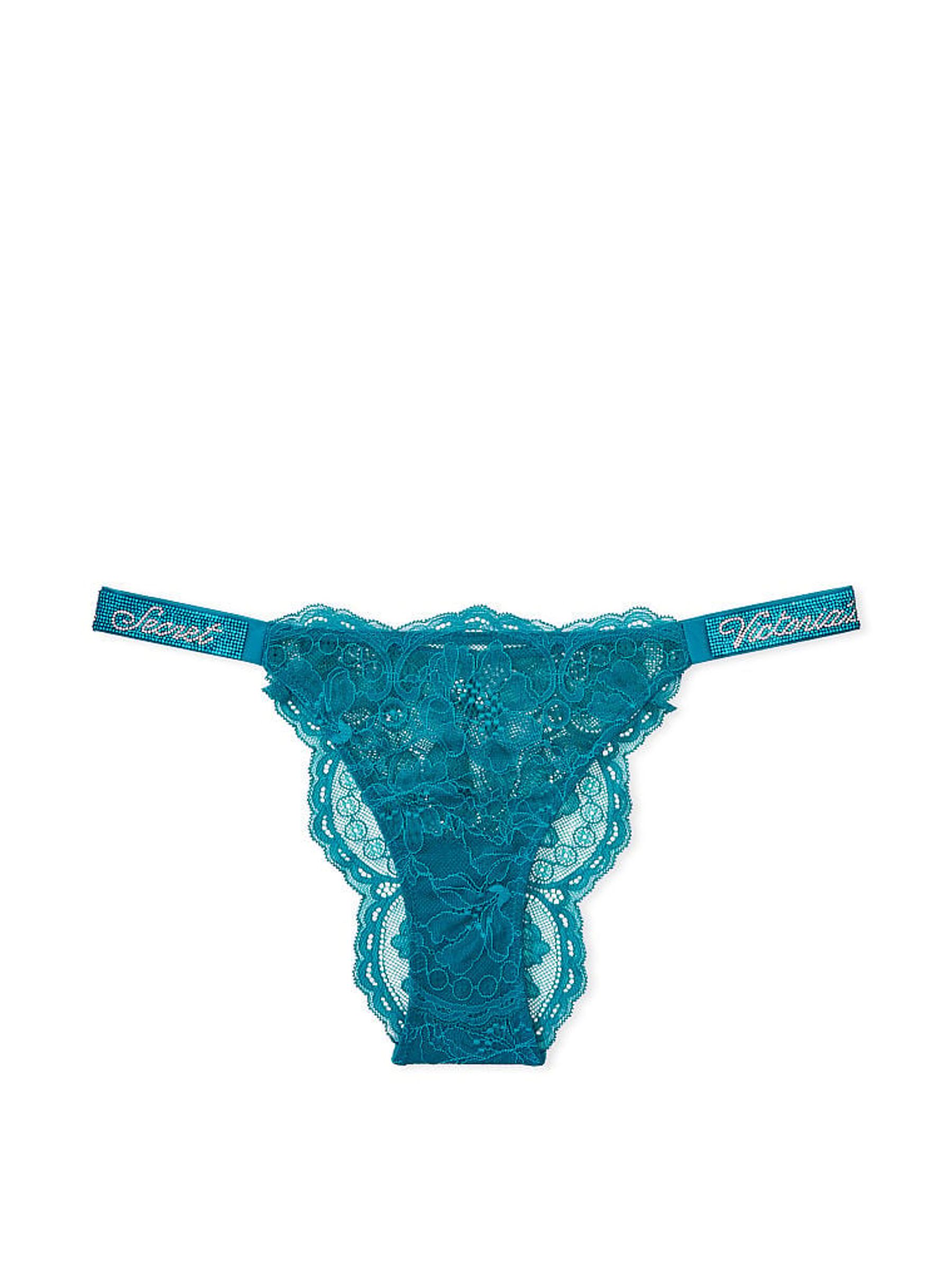 Evening Tide Blue Lace Brazilian Shine Strap Knickers - Image 3 of 3