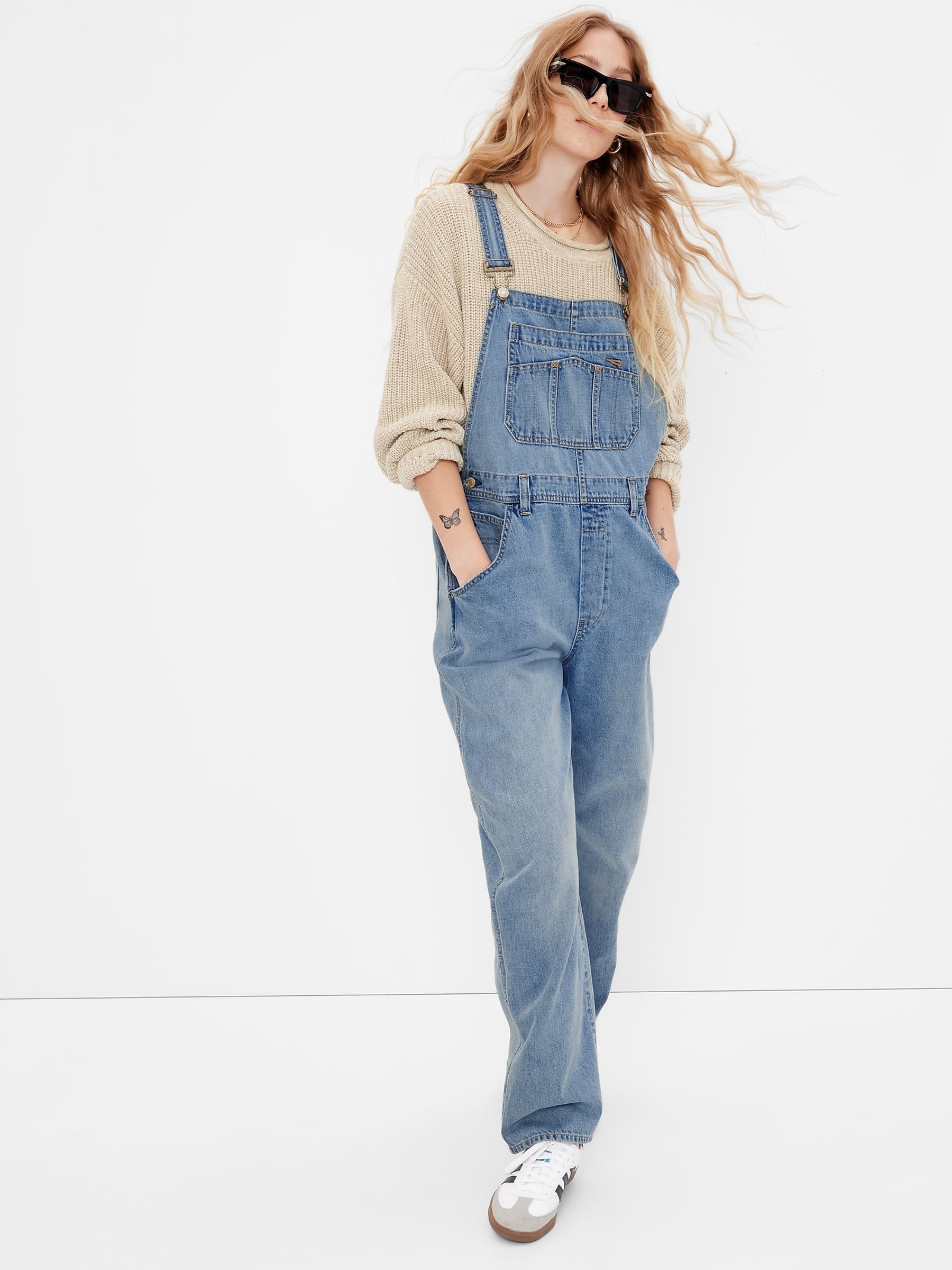 Blue 90's Loose Dungarees - Image 1 of 5
