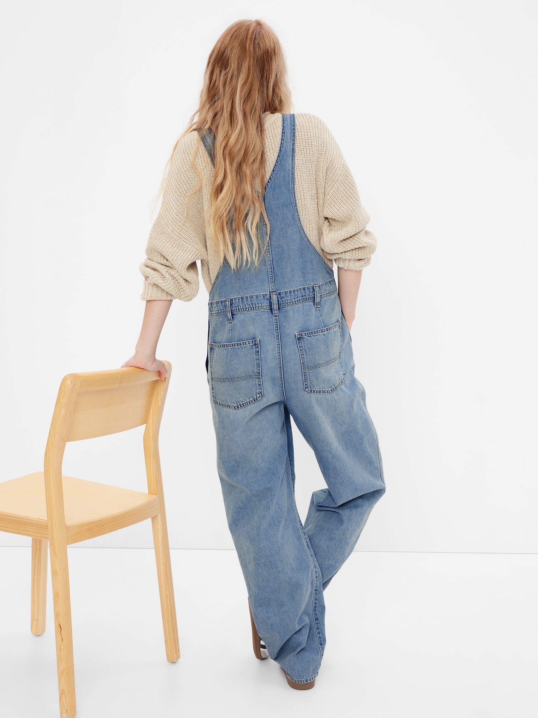 Blue 90's Loose Dungarees - Image 2 of 5
