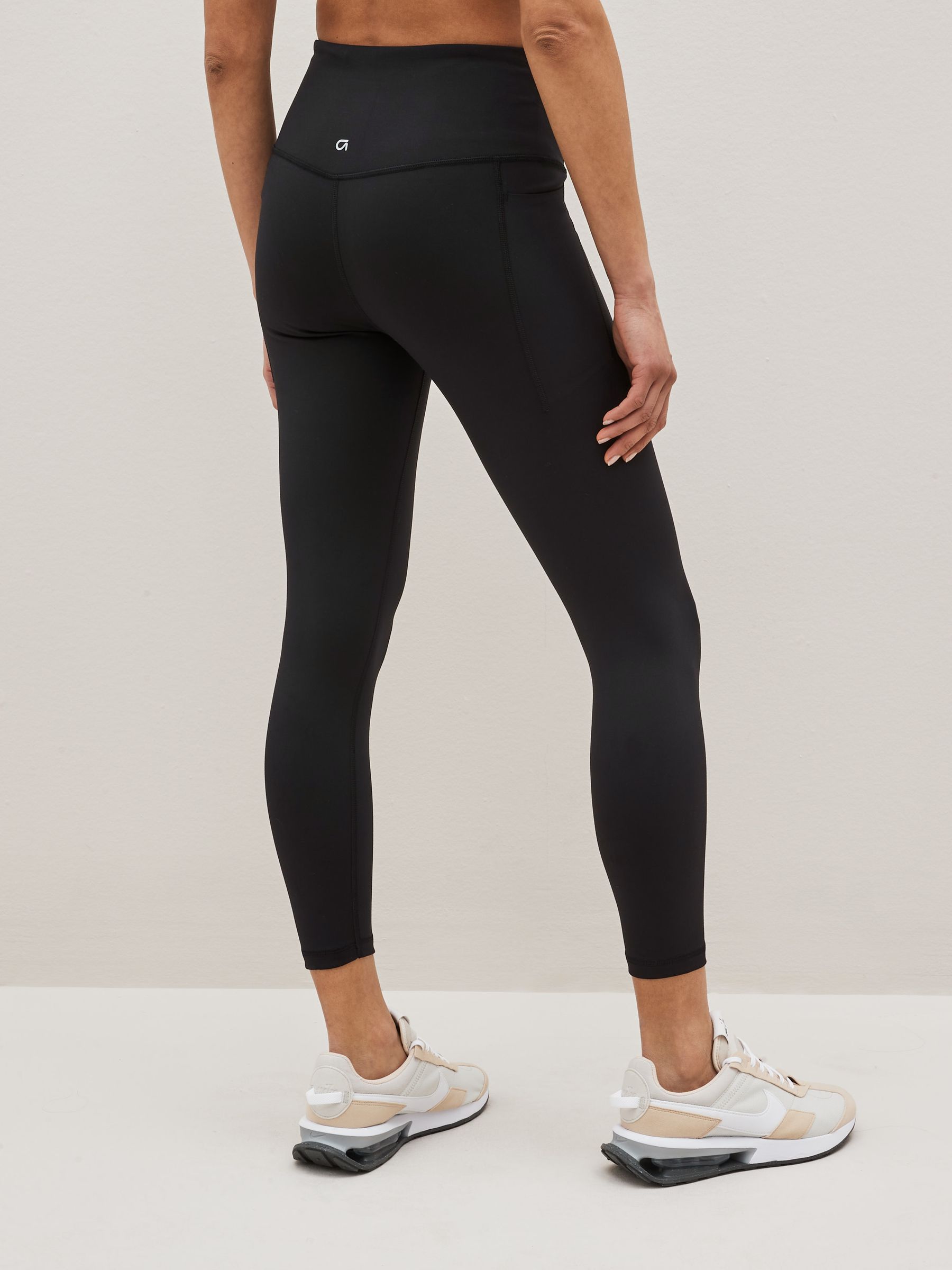 Black 7/8 Length High Waisted Power Stretch Leggings - Image 2 of 7