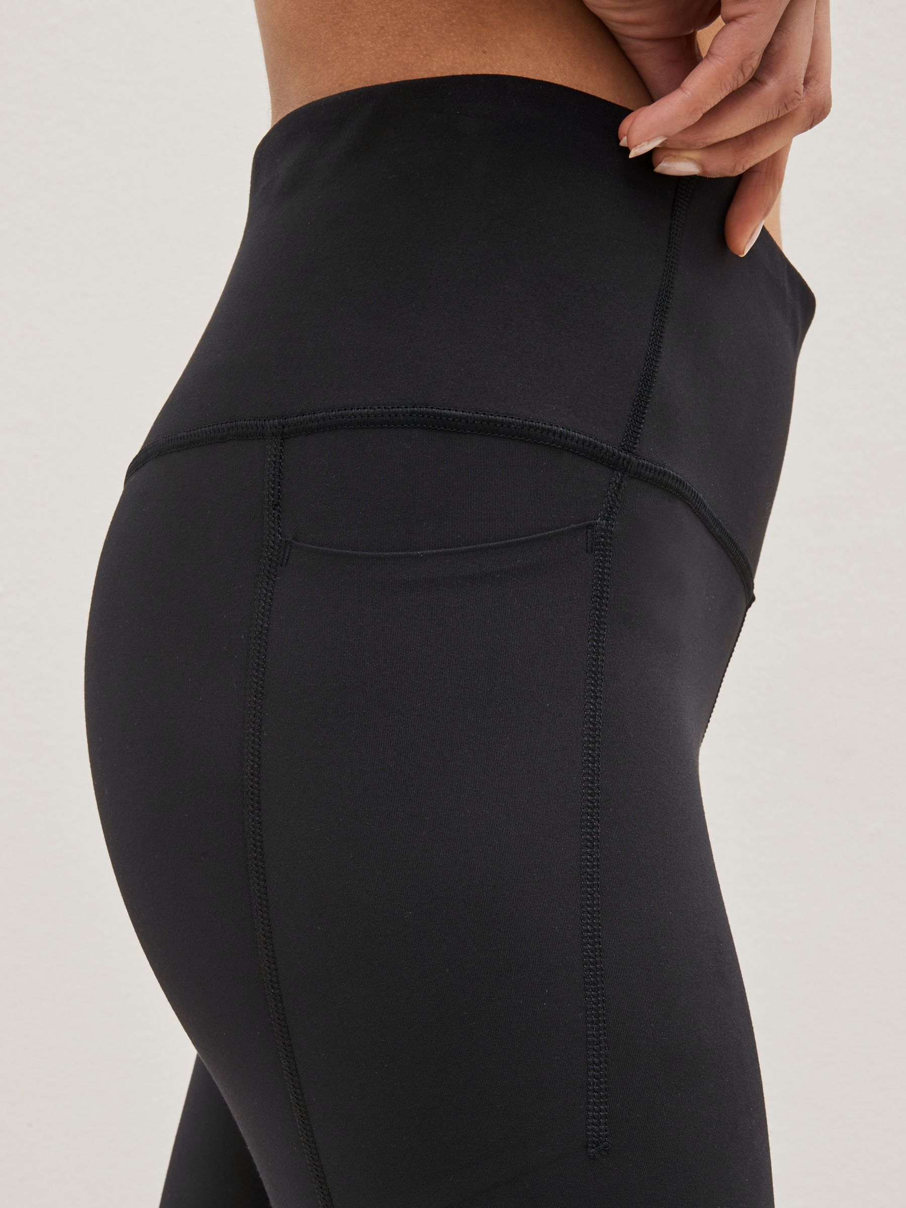 Black 7/8 Length High Waisted Power Stretch Leggings - Image 4 of 7