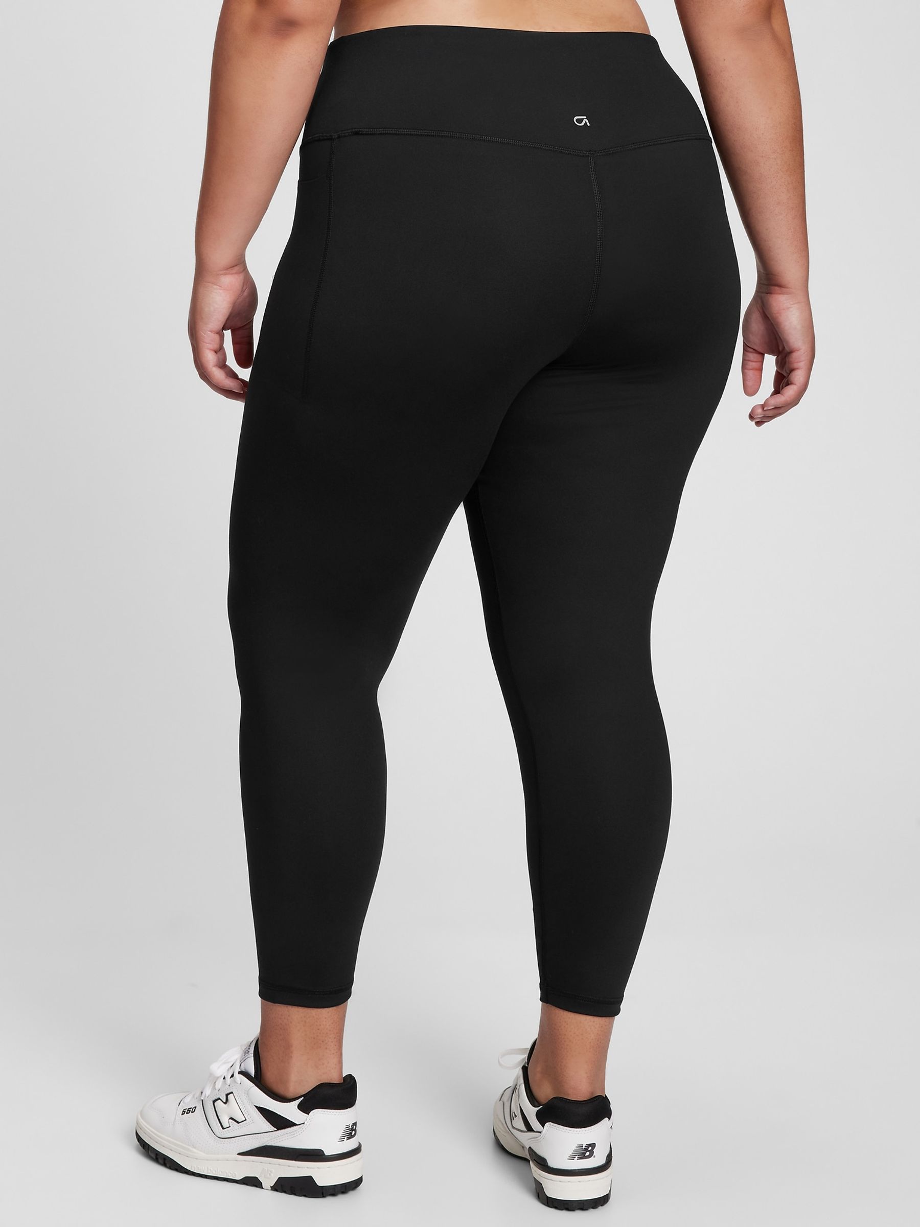 Black 7/8 Length High Waisted Power Stretch Leggings - Image 6 of 7
