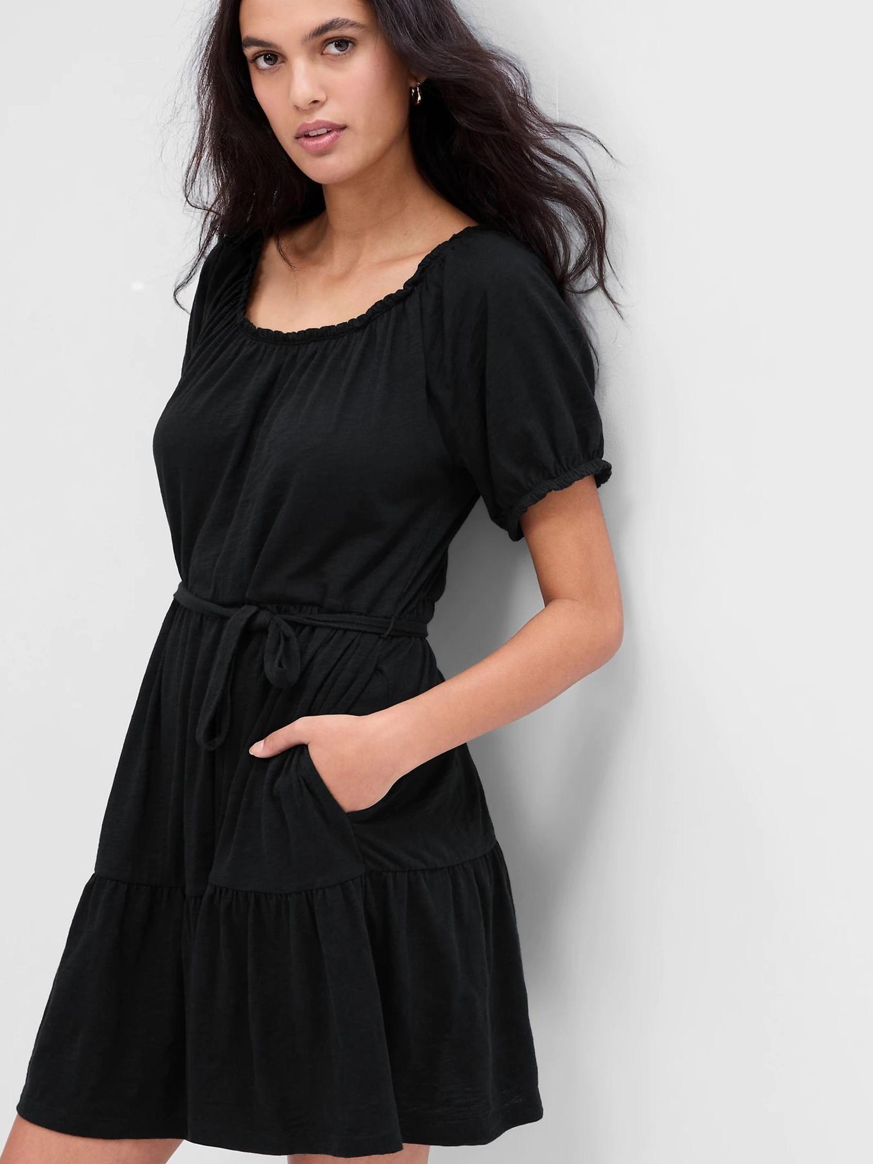 Black ForeverSoft Tiered Short Sleeve Mini Dress - Image 1 of 1