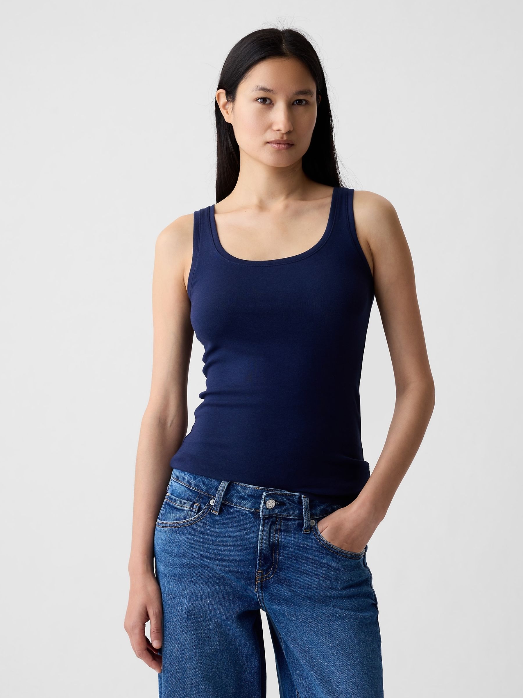 Navy Blue Modern Cotton-Modal Vest - Image 1 of 4