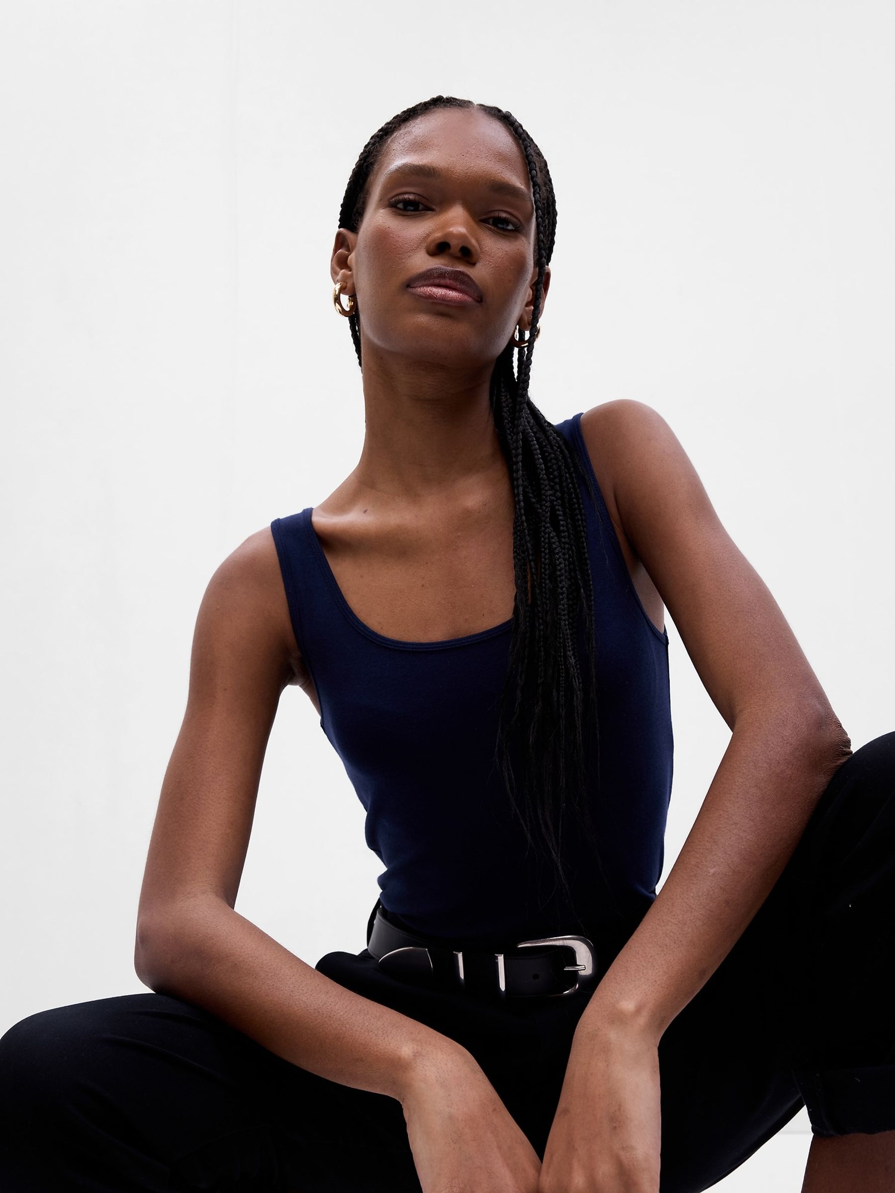 Navy Blue Modern Cotton-Modal Vest - Image 4 of 6
