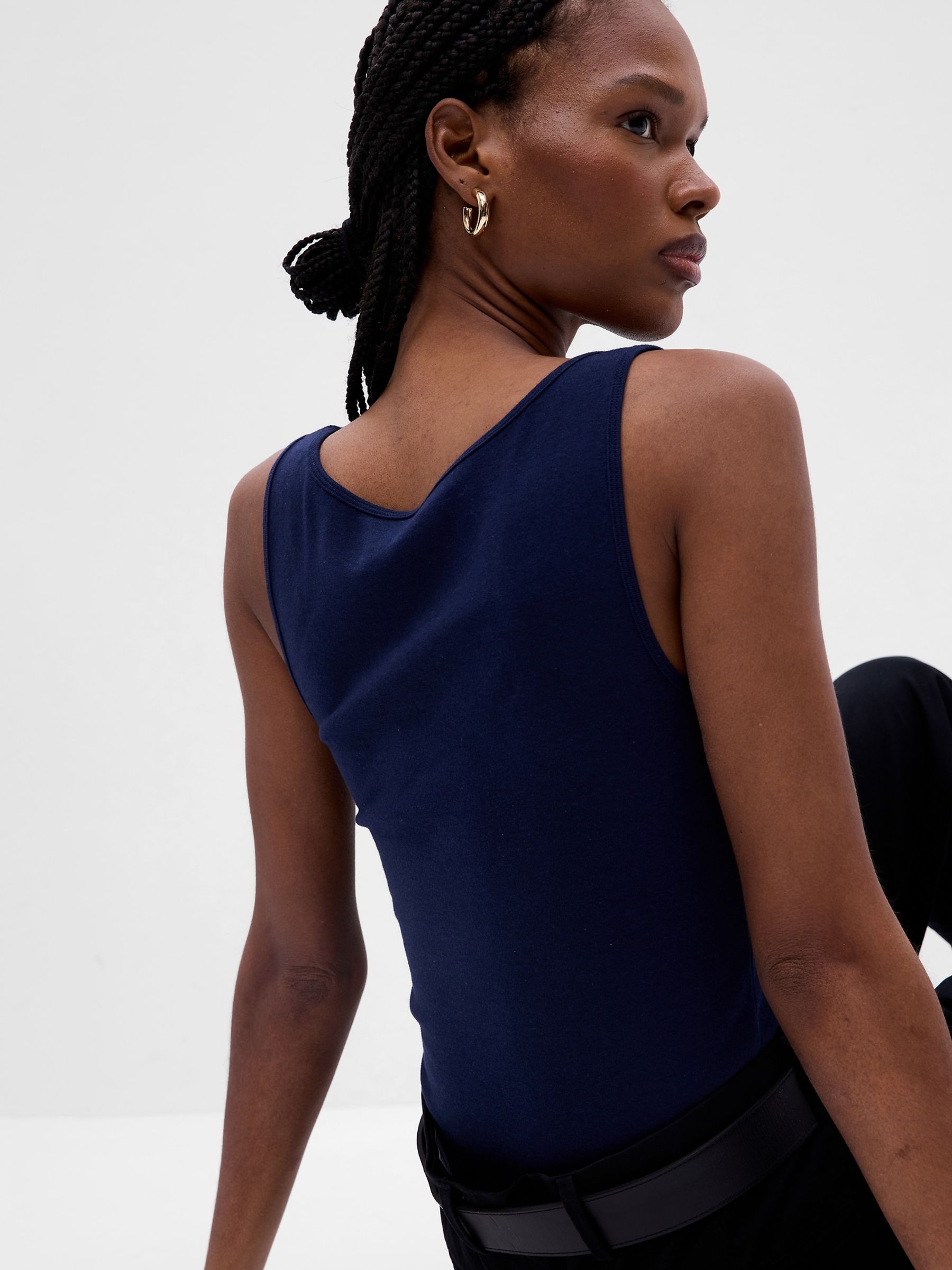 Navy Blue Modern Cotton-Modal Vest - Image 5 of 6